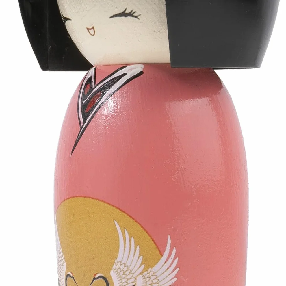 lachineuse - Japońska niebieska trwałość Kokeshi 13,5 cm - Japońska drewniana lalka z żurawiem ptaka kimono - japońska figurka dekoracyjna - tradycyjna Japonia Kokeshi - Oryginalny pomysł na prezent