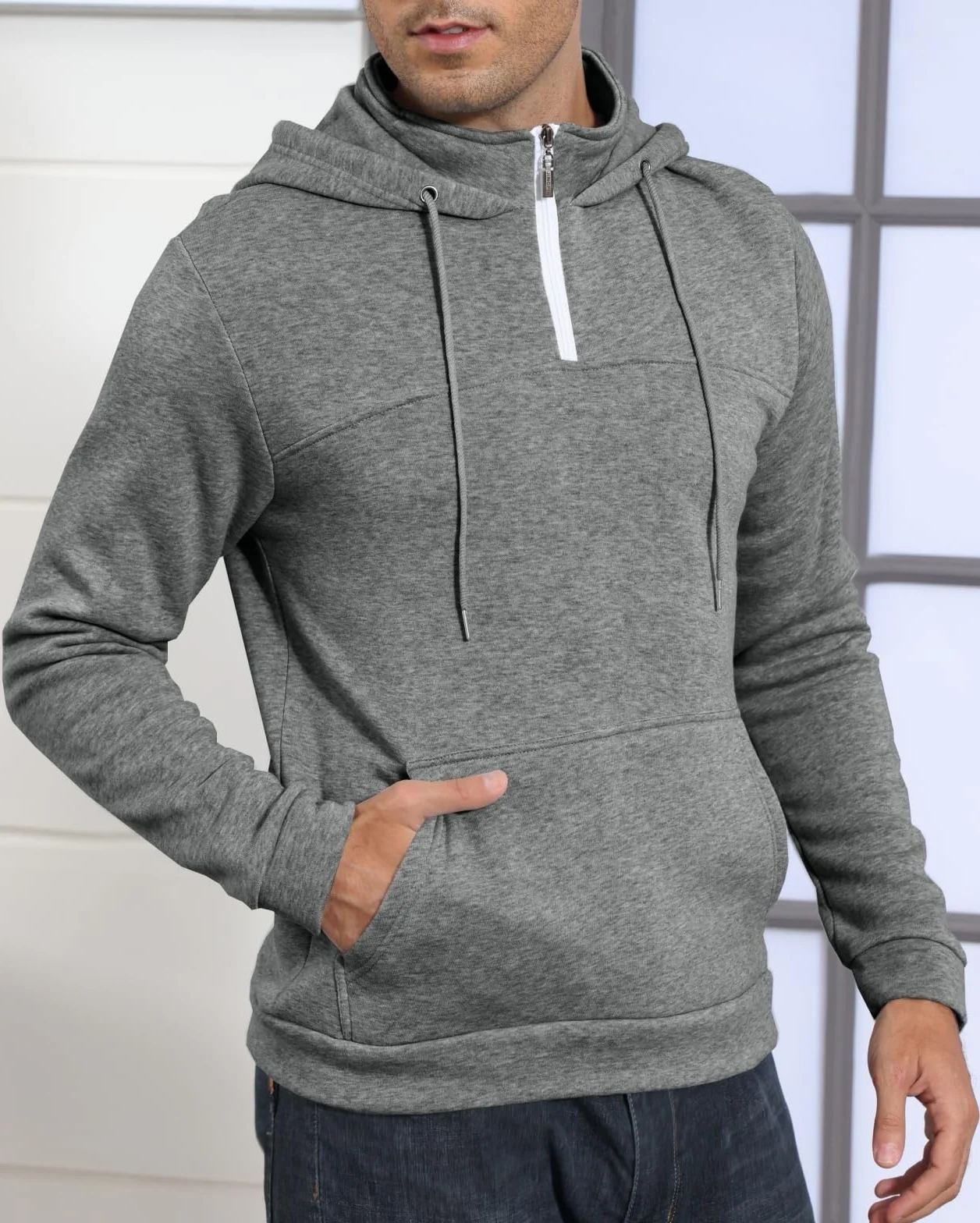 Męska bluza z kapturem na co dzień kołnierz z długim rękawem bluzy ze sznurkiem pulower bluzy