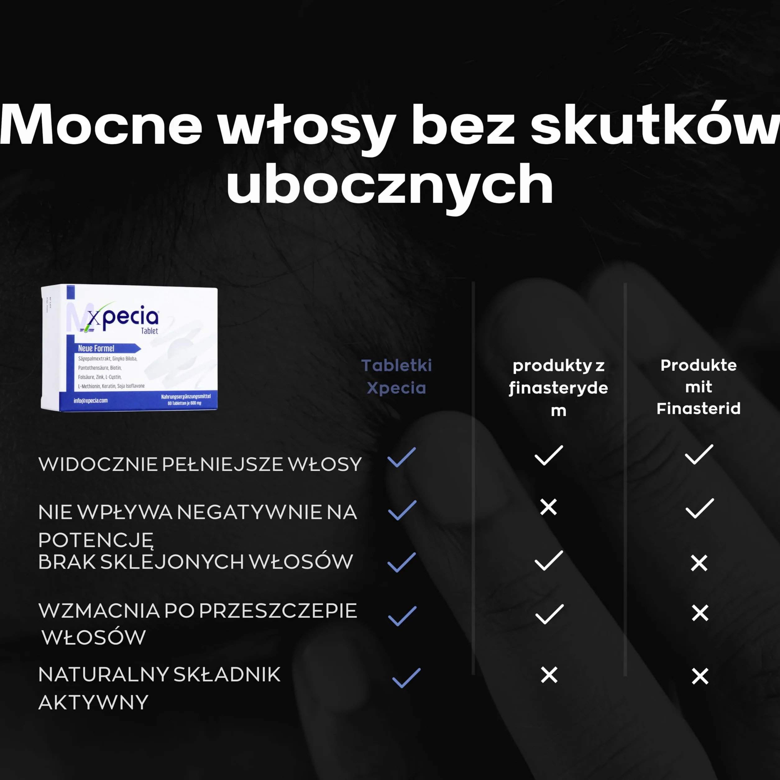 XPECIA DLA MĘŻCZYZN BLOCKER DHT PRZECIW WYPADANIU WŁOSÓW FORMUŁA NA POROST NOWYCH WŁOSÓW (180 tabletek)