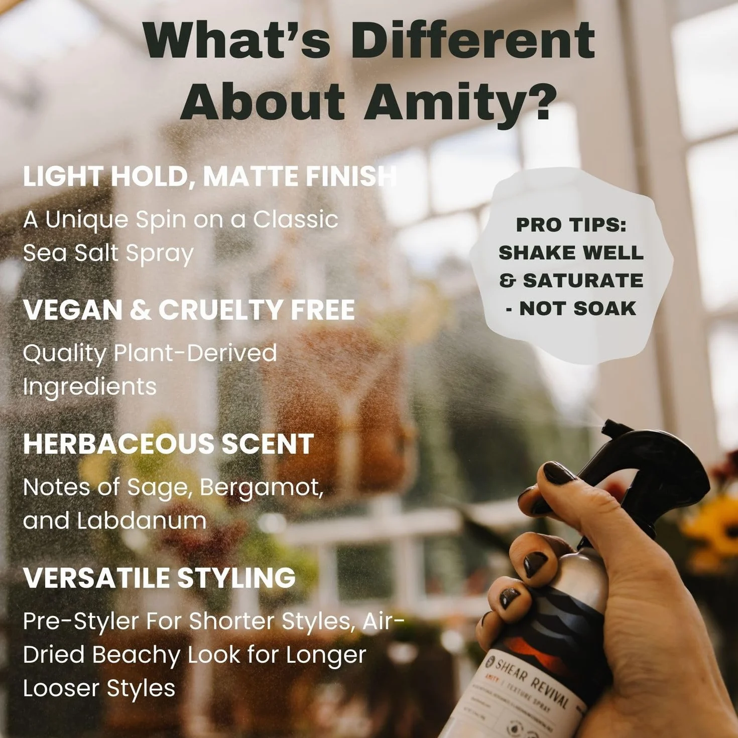 Shear Revival Amity Texture Spray – Lekkie Utrwalenie Spray do Włosów z Solą Morską i Glinką dla Mężczyzn – Matowe Wykończenie, Wegański i Odżywczy Teksturator – 227 g