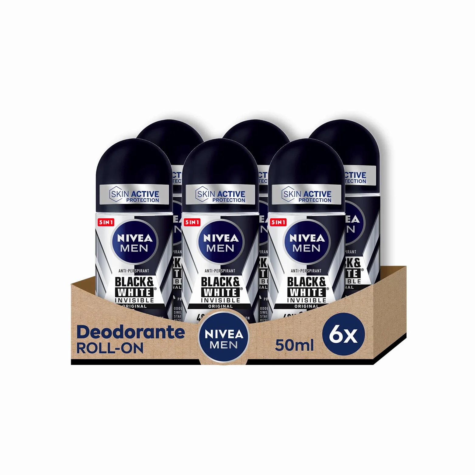 Nivea Black & White Invisible Original Dezodorant 6 x 50 ml