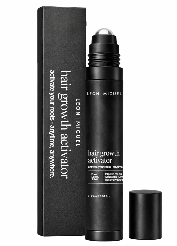 Leon Miguel Hair Growth Activator – serum do włosów wzmacniające cebulki włosów – roll-on z Baicapil, Redensyl, Anagain, Biotyna i żeń-szeń