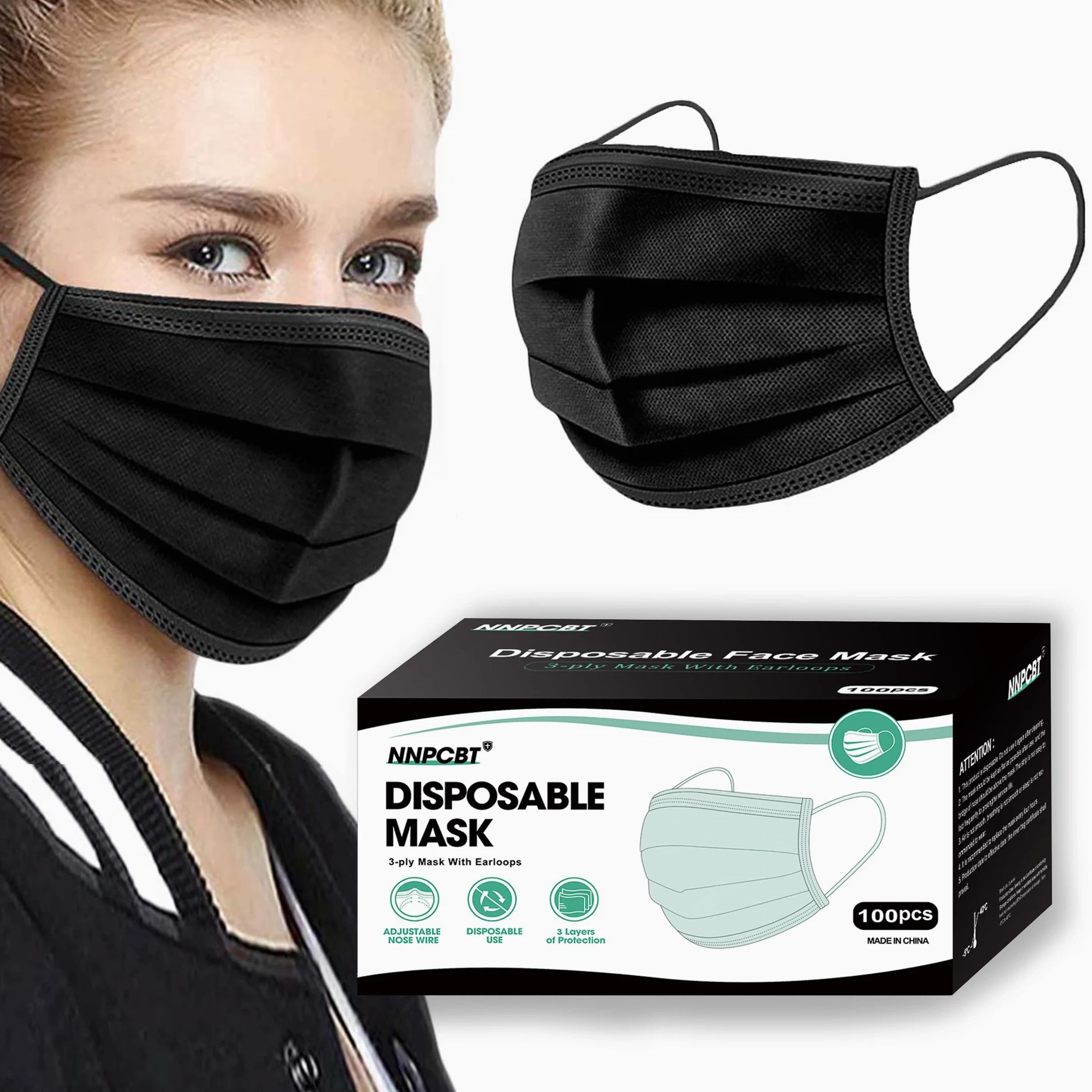 100PCS 3 Ply Black