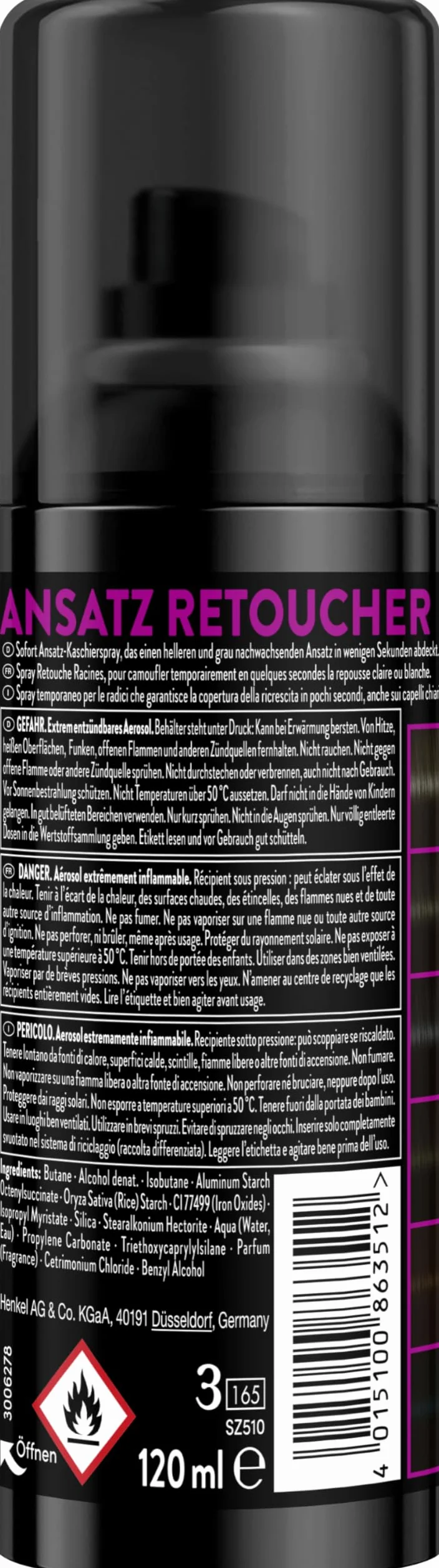 SYOSS Nasadka Kaszerowania Retoucher Spray Czarny Poziom 1 120 ml