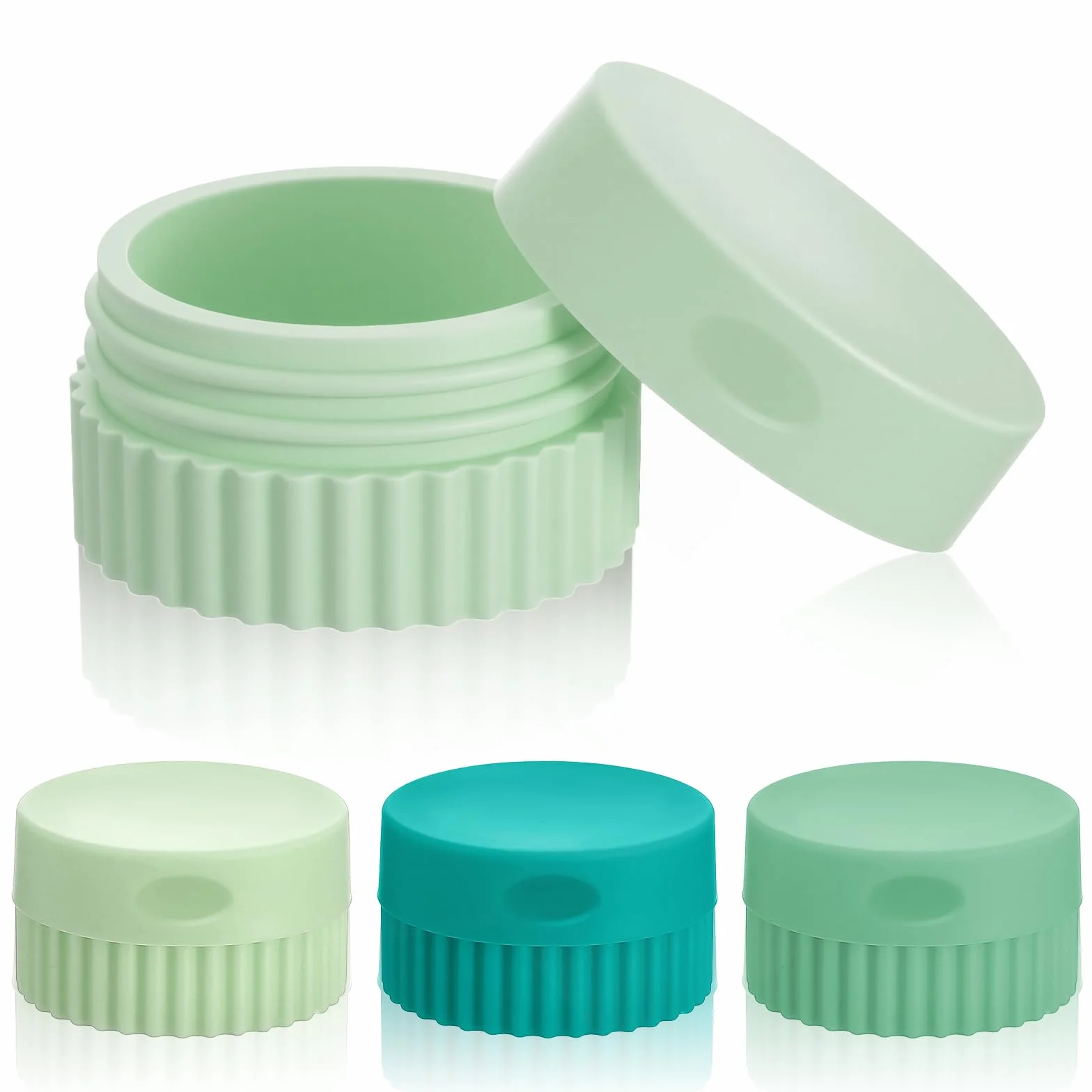 4 pojemniki na kosmetyki do wielokrotnego napełniania, 20 ml, pojemniki podróżne, silikonowe słoiki na artykuły toaletowe, szczelne, pojemniki podróżne z pokrywką, do ciała, kremu do rąk