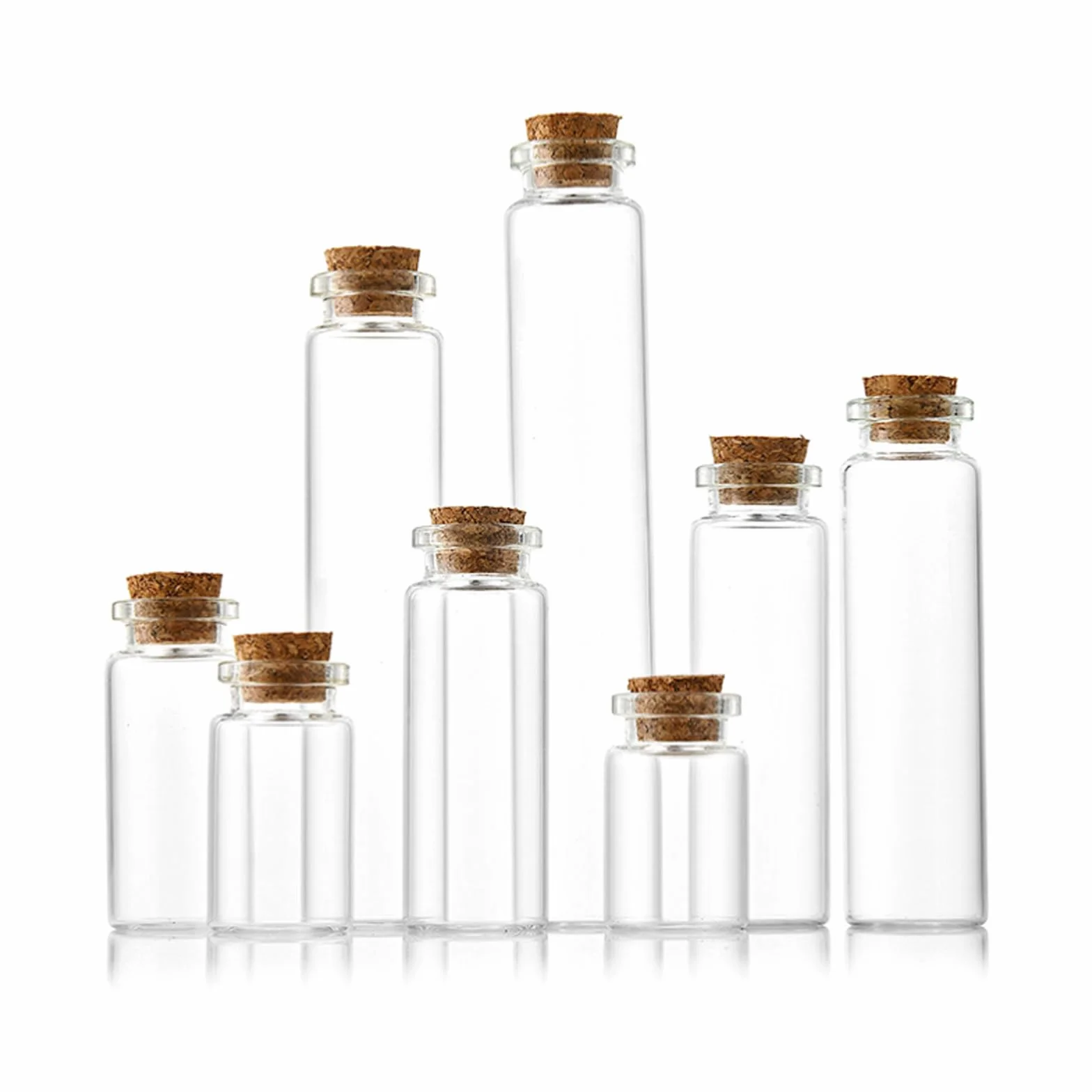 Mini szklane butelki, 8-25 ml, do napełniania, probówki z korkiem, słoiki z pokrywką, do dekoracji ślubnych