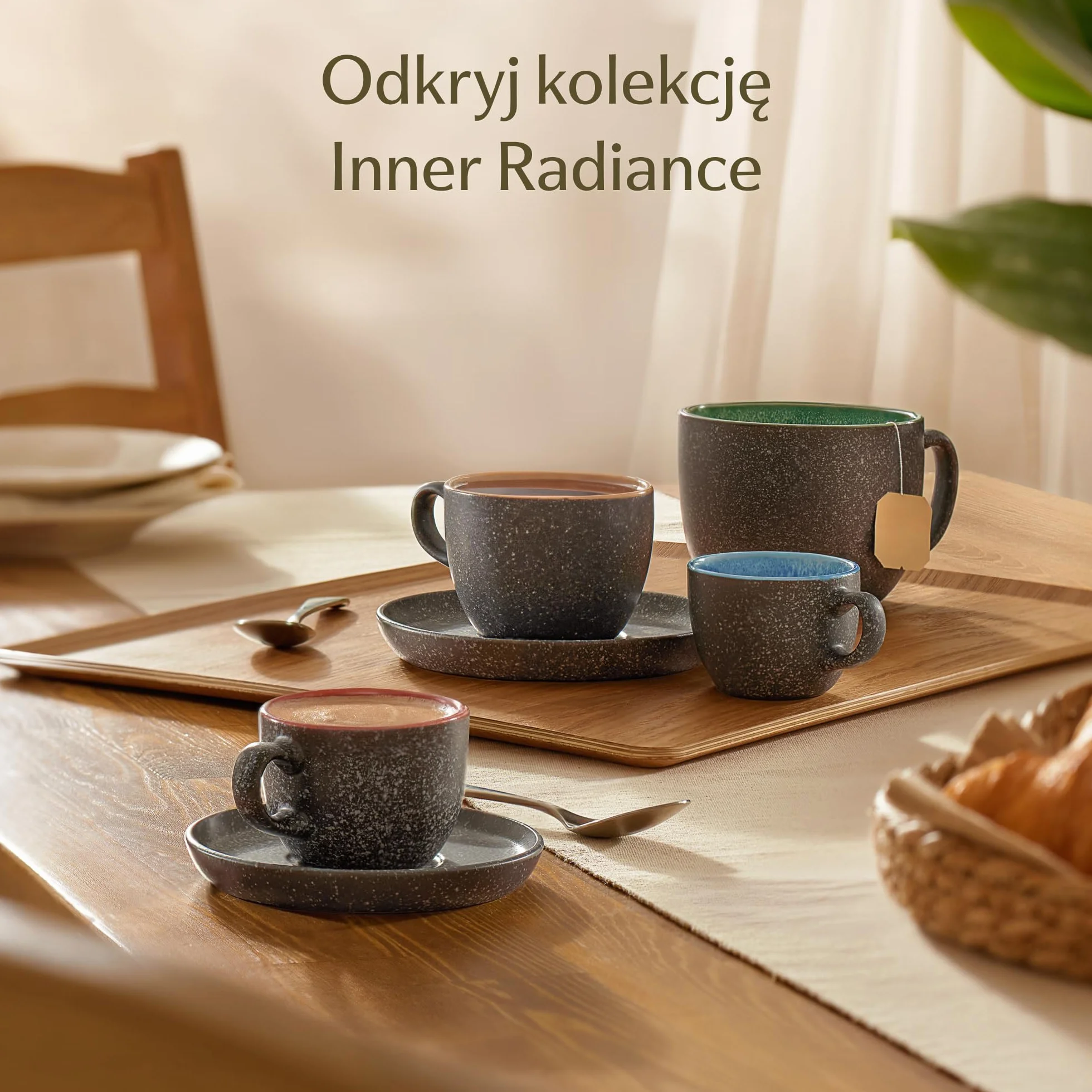 Cosumy Zestaw Filiżanek do Espresso 4 x 90 ml / 3 uncji - Ceramiczne z Talerzykami – Grube Kamionkowe Naczynia z Reaktywnym Szkliwem Ręcznym - Długie Utrzymanie Ciepła (Kolorowy)