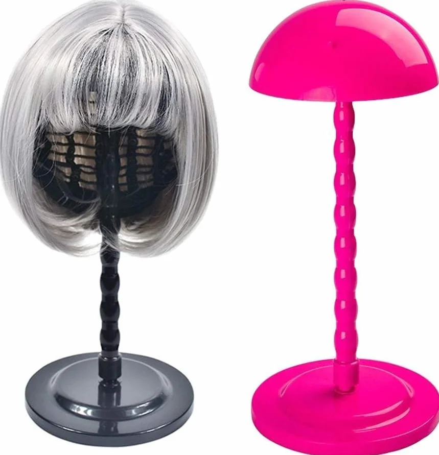 Plastikowy stojak na perukę, czerwony, nowoczesny styl, odporny na wysokie temperatury, do ekspozycji kapelusza, stylizacji, suszenia, uchwyt na głowę peruki, głowa manekina / stojak (czarny)