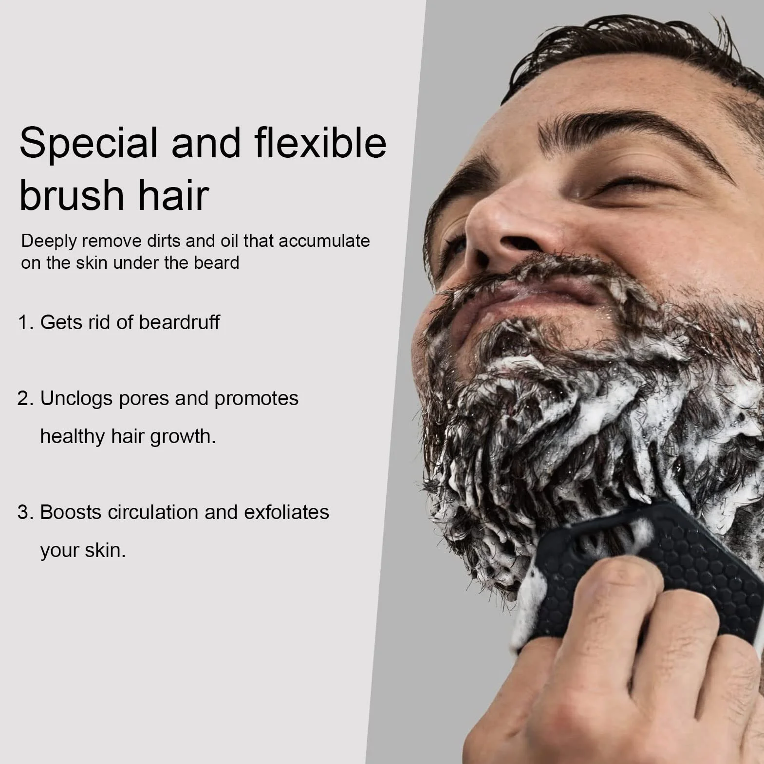 Szczotka do Brody dla Mężczyzn, Szczotka Złuszczająca do Twarzy Głęboko Oczyszczająca Miękka Silikonowa Szczotka do Brody z przyssawką Akcesoria łazienkowe (Czarny)