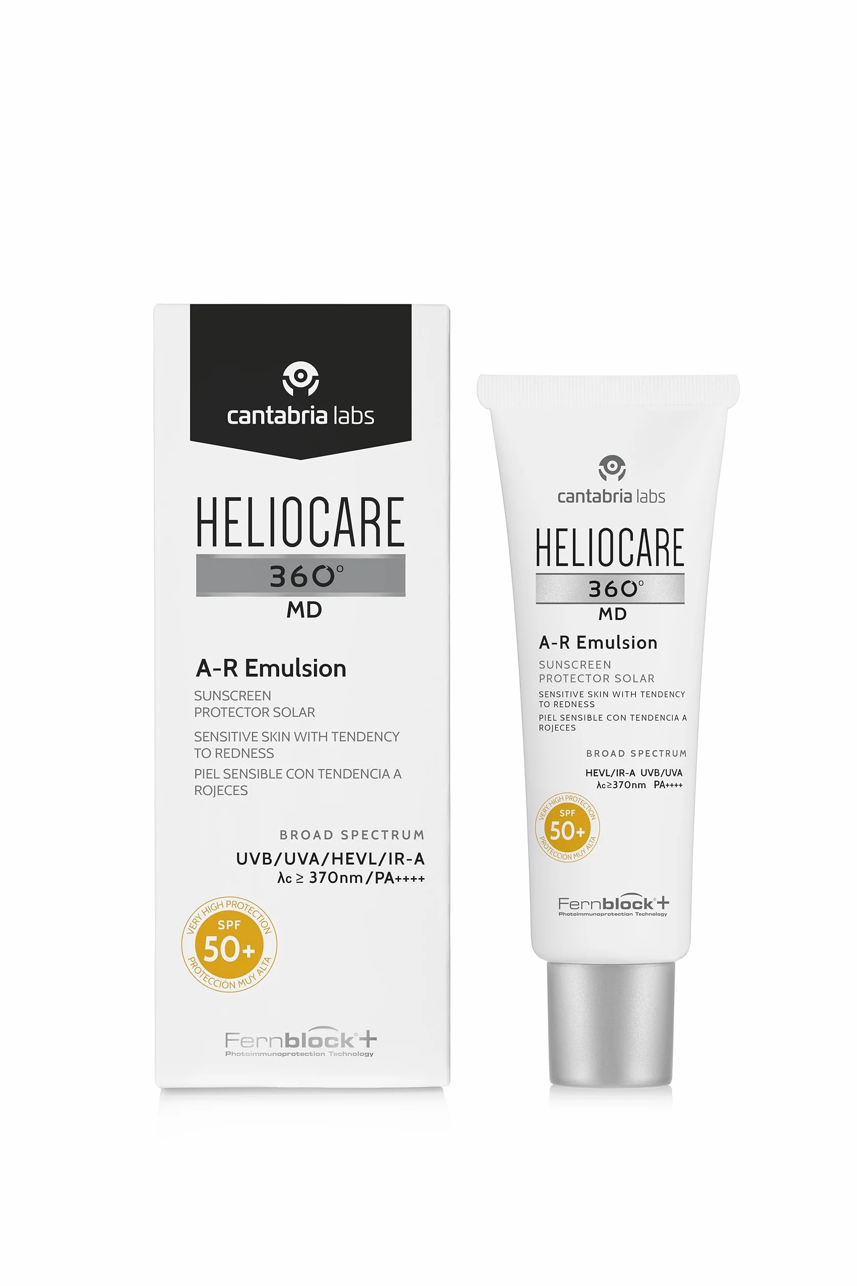 Cantabria Labs - Heliocare 360º MD A-R Emulsja SPF 50+ - 50 ml - Fotoprotektor twarzy - Wrażliwa skóra z tendencją do zaczerwienienia - Pomaga zmniejszyć zaczerwienienia i wyrównuje koloryt.