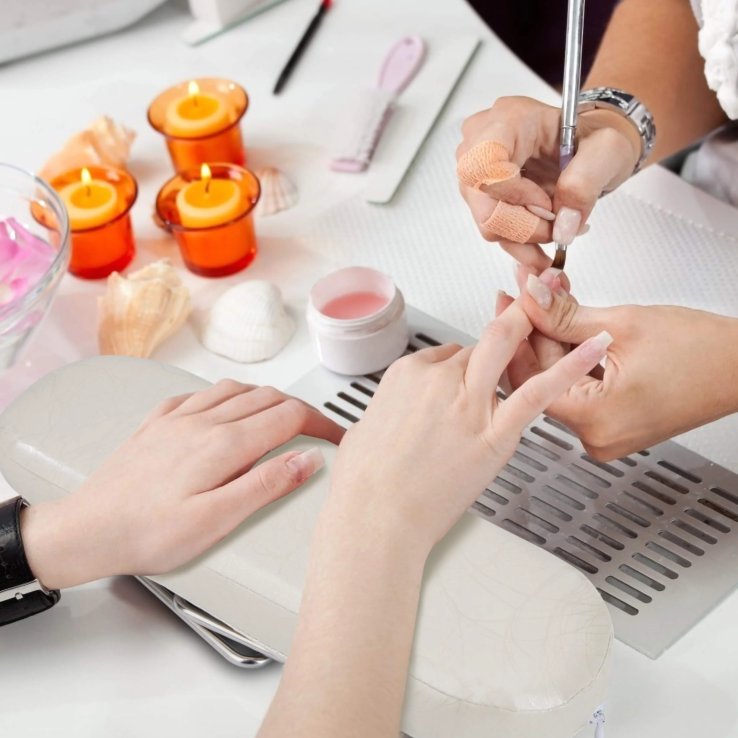 Podkładka do rąk do paznokci biała podpórka na ramię do paznokci stojak na poduszkę wodoodporny odporny na zużycie narzędzie do manicure z mikrofibry z uchwytem do użytku technika salonu