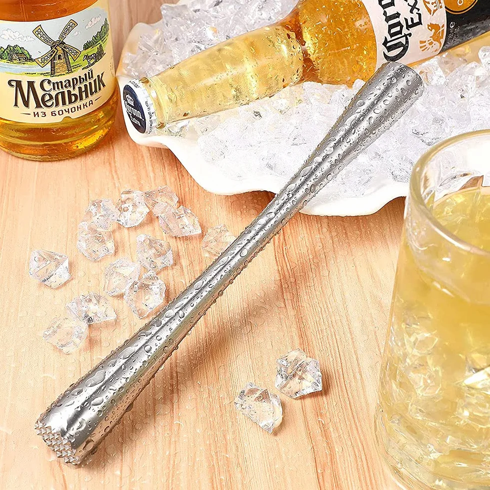 Tłuczek do koktajli ze stali nierdzewnej, tłuczek do koktajli, do przygotowywania puree koktajlowego z naturalnej mięty, limonki i owoców cytrusowych (26 cm)