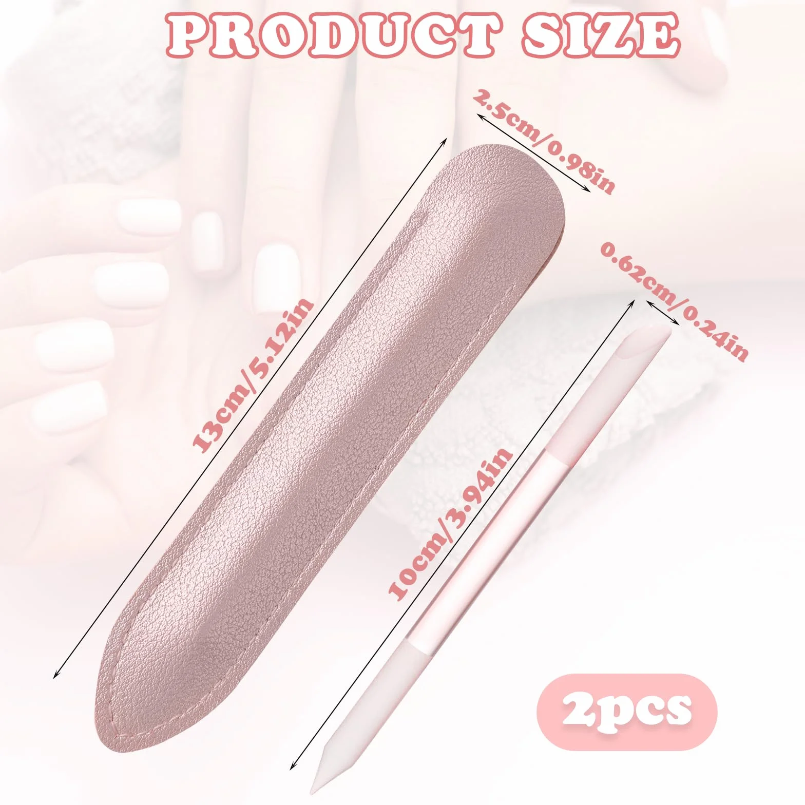 2 Sztuki Popychacz do Skórek, Szklany Pilnik do Paznokci, Dwustronny, Profesjonalny Precyzyjny, Narzędzie do Manicure, DIY