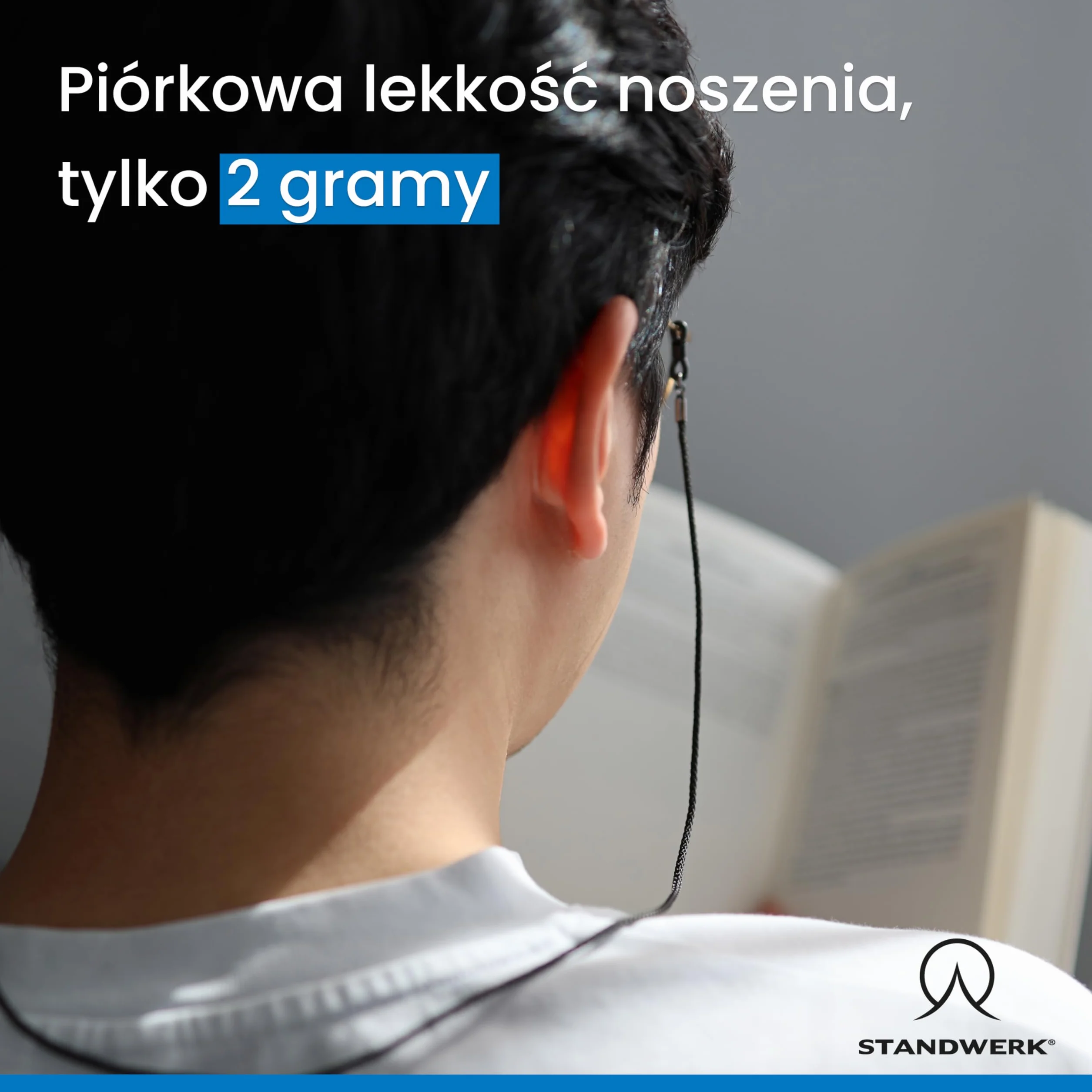 STANDWERK® Pasek do okularów męski [Made in Germany] odporna na promieniowanie UV guma do okularów i materiałowe tasiemki do okularów - wysokiej jakości pasek do okularów - nie zawiera niklu - pasek