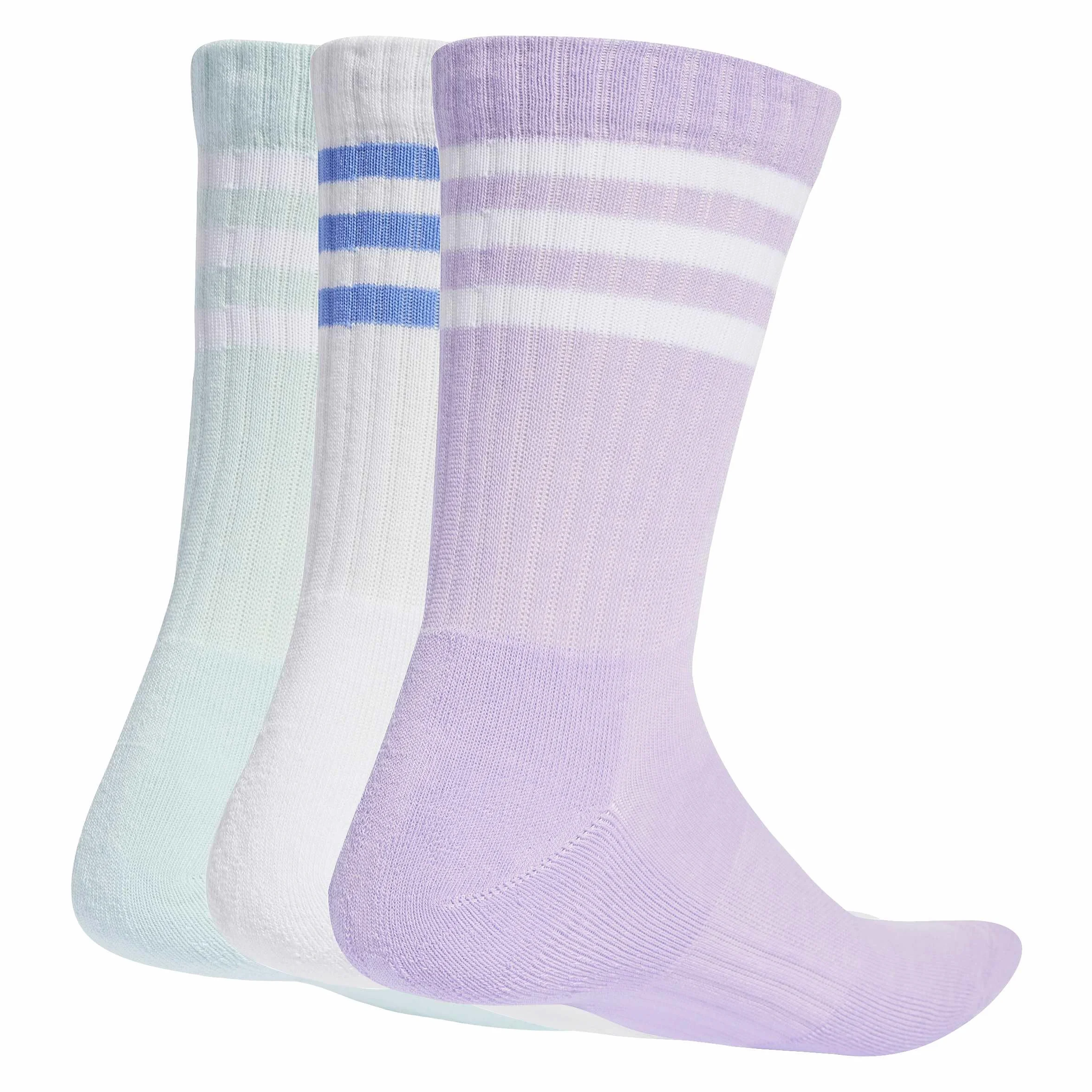 adidas Uniseks 3-Stripes Cushioned Crew Socks 3 Pairs, Powder Plum/White/Halo Mint, 6.5-8