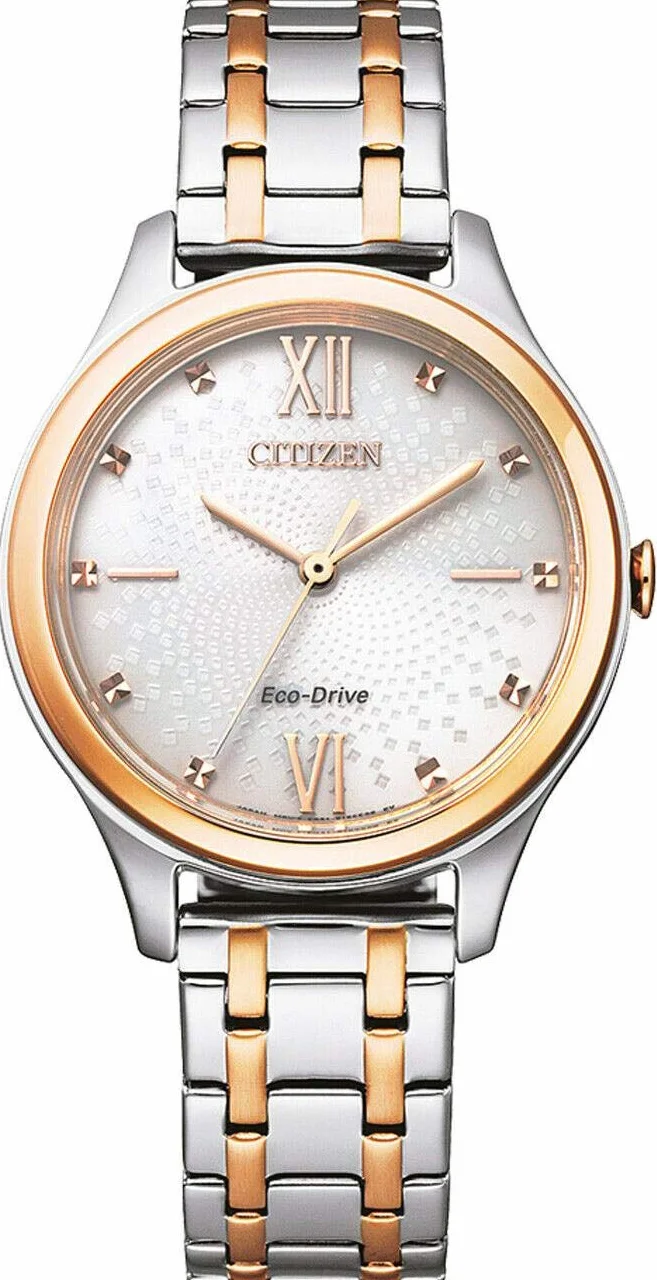 Citizen damski analogowy zegarek Eco-Drive z paskiem ze stali nierdzewnej