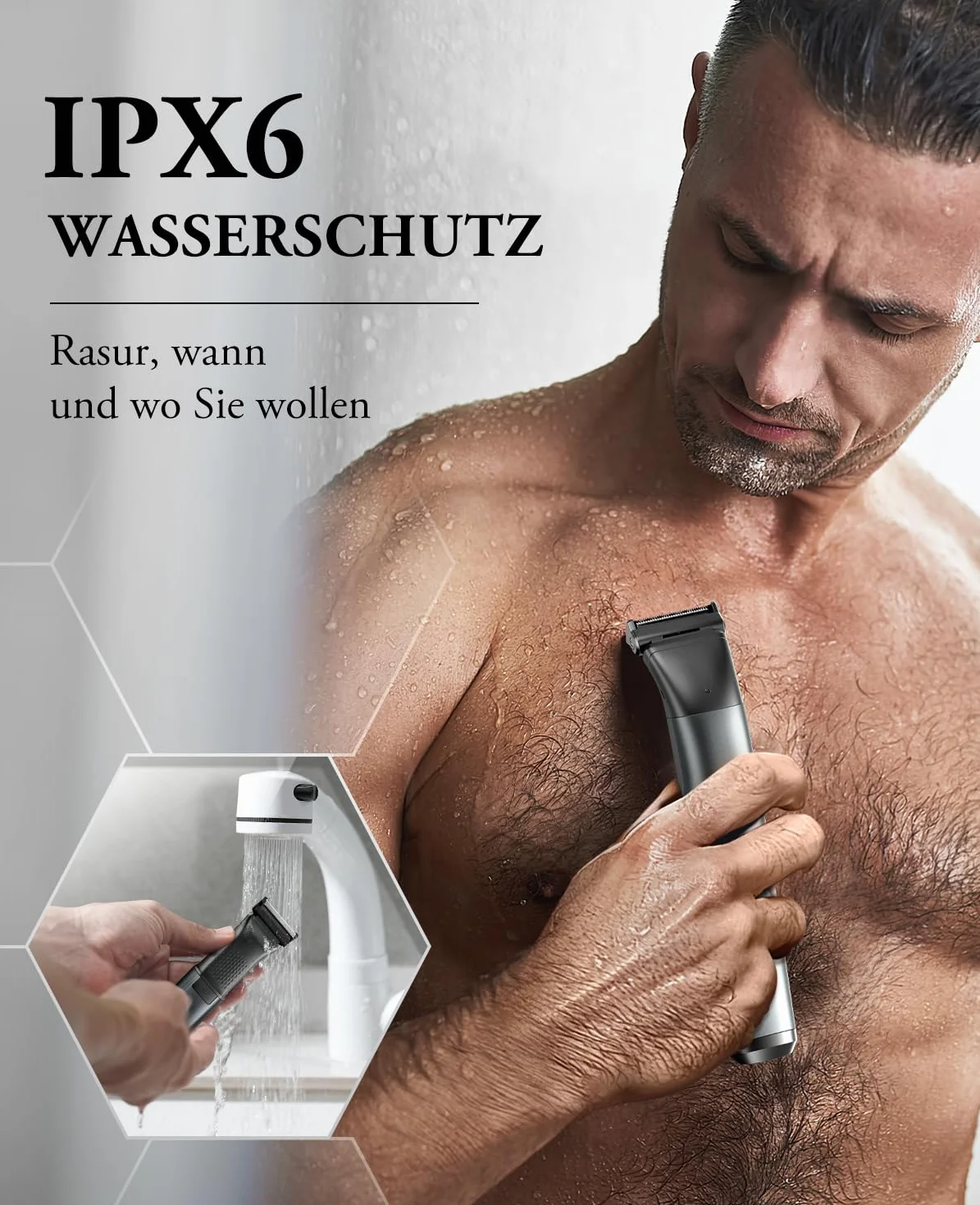 Kensen 2 w 1 Manscape intymny trymer do włosów dla mężczyzn, bezpieczna, bezprzewodowa, męska golarka do ciała, wodoodporna golarka do włosów łonowych, dla mężczyzn/kobiet, męskie zestawy do