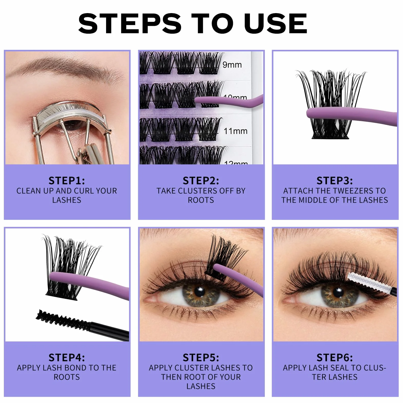 lashes Bond and Seal DIY C3 Cluster Lashes D Curl 8-16mm