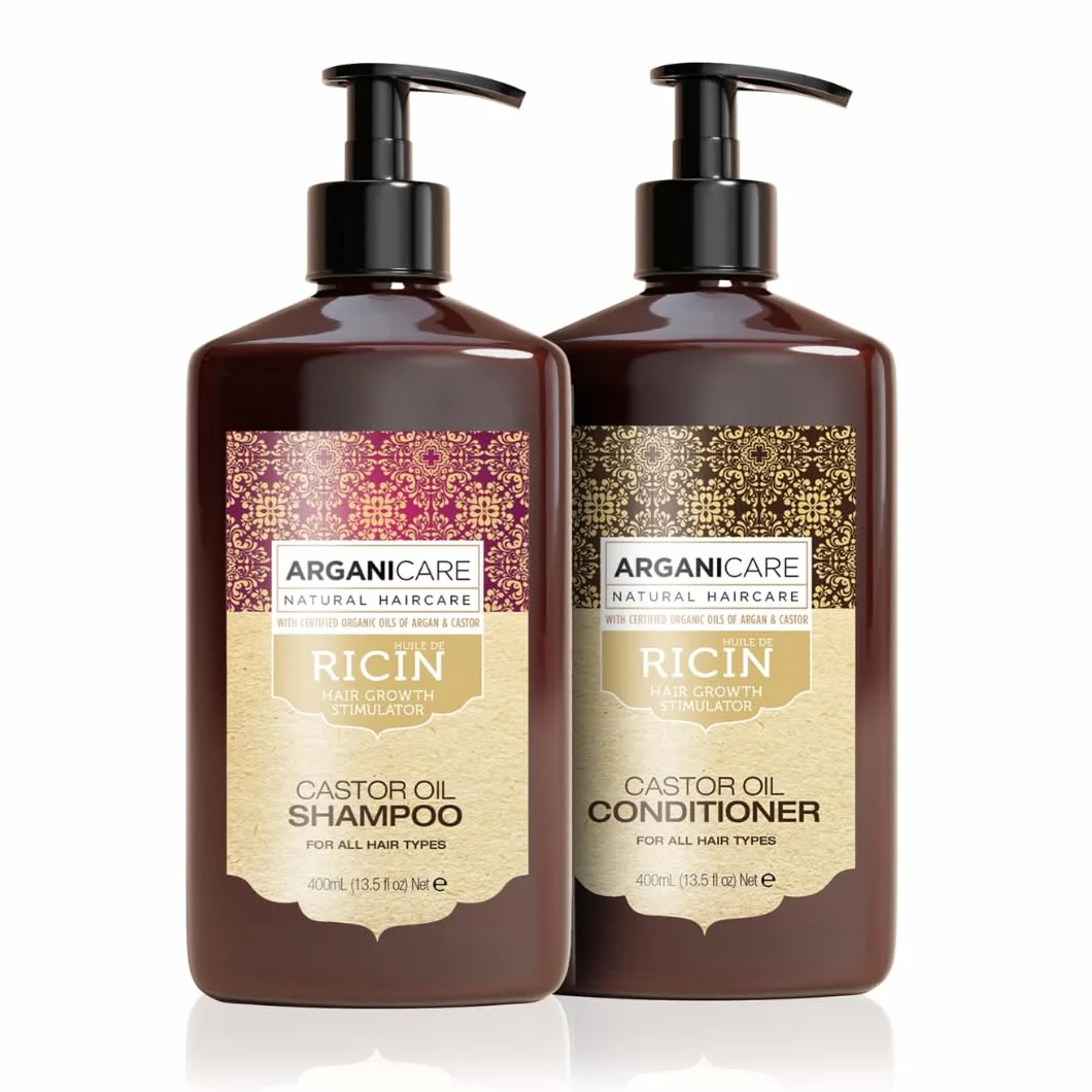 ARGANICARE | Zestaw Duo Ricin | Szampon + Odżywka Wzrost & Wzmocnienie | Wszystkie rodzaje włosów |.Siła i Nawilżenie | 2 x 400 ml