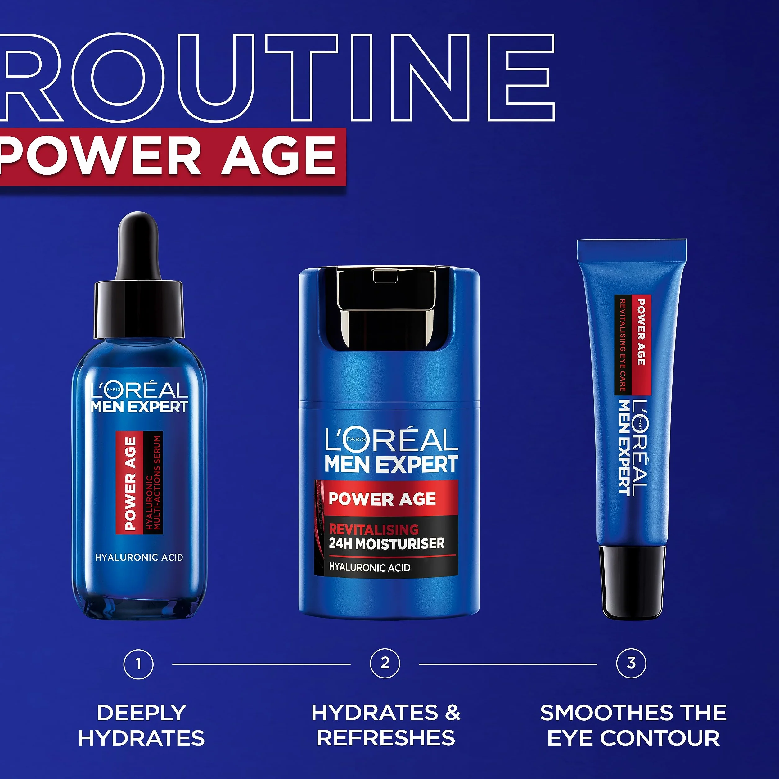L'Oréal Men Expert Kontur Oczu Anti-Age, zwalcza wczesne oznaki starzenia się, kwasem hialuronowym, 15 ml