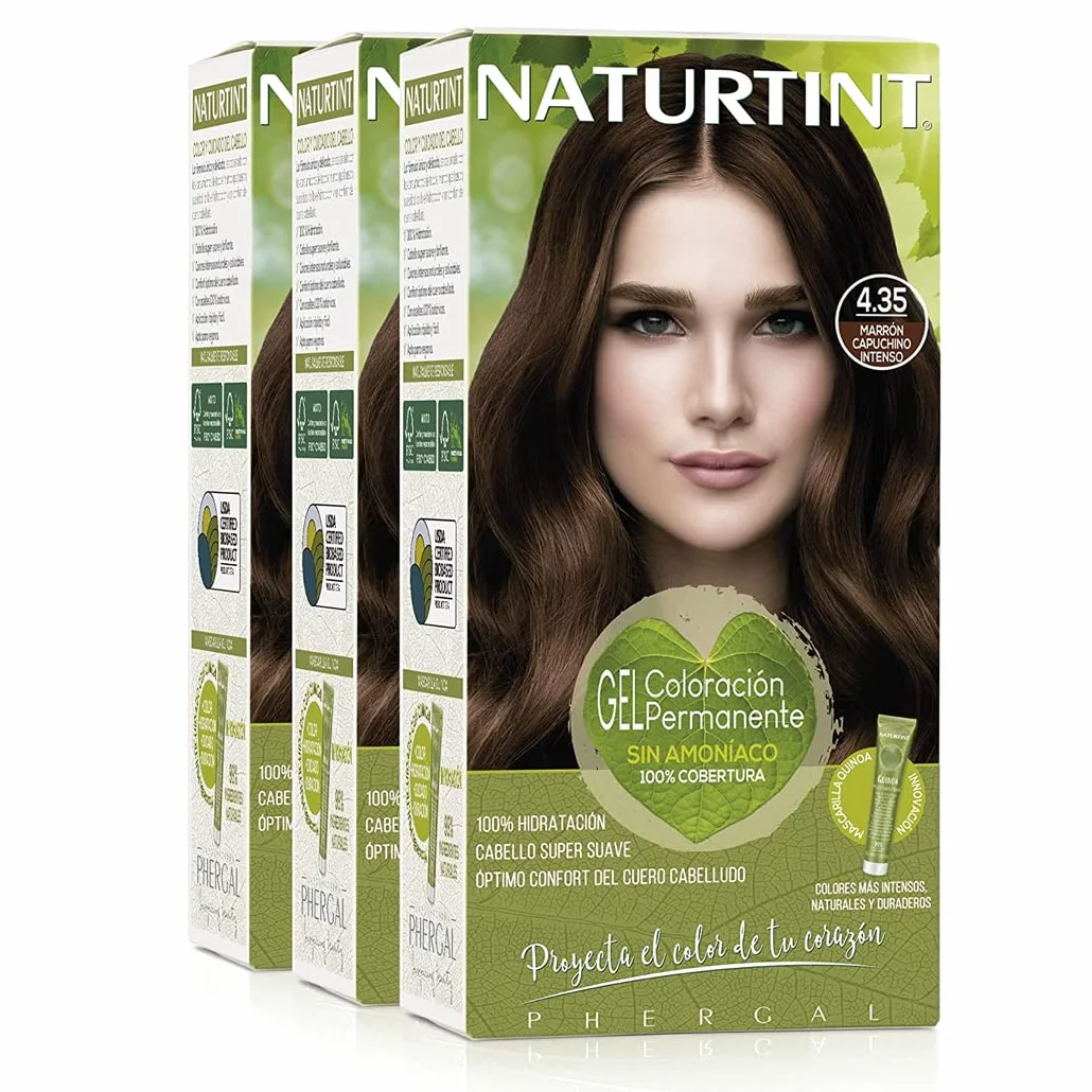 Naturtint Biobased farba do włosów bez amoniaku 4,35 głęboki brąz cappuccino 3 sztuki 510 ml