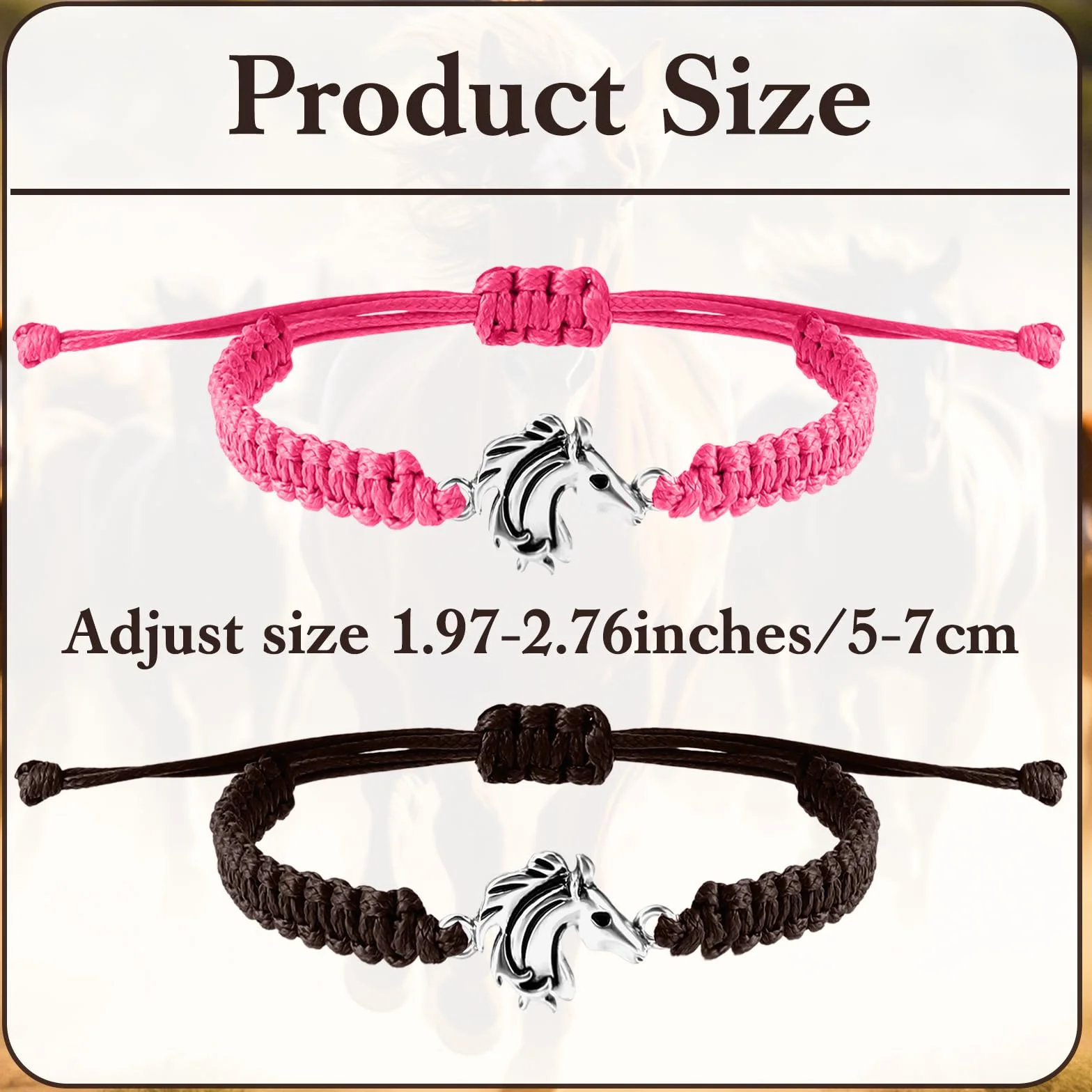 2 sztuki bransoletek dla dziewcząt, fajne prezenty dla nastolatków, regulowana biżuteria dla konia, bransoletki charms, Universal size, bez kamienia