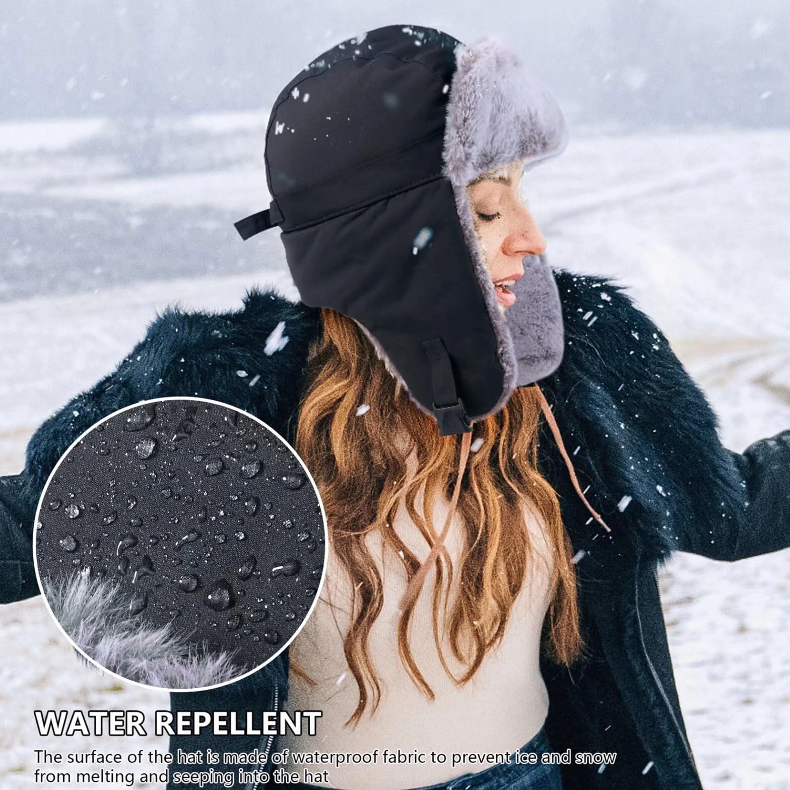 GADIEMKENSD Winter Trapper Hat for Women and Kids Warm Russian Ushanka for Men's Snow Ski Hunting Trooper Hat with Windproof Mask EarFlap Chin Strap Faux Fur Aviator Bomber Hat Cold Weather Cap Blue L