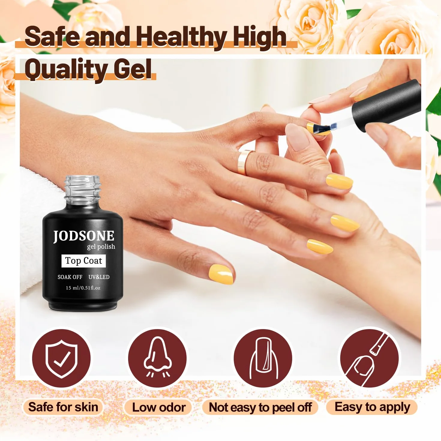 JODSONE 15 ml lakier bazowy do paznokci błyszczący szybkoschnący trwały DIY Nail Art Design długotrwały prezent