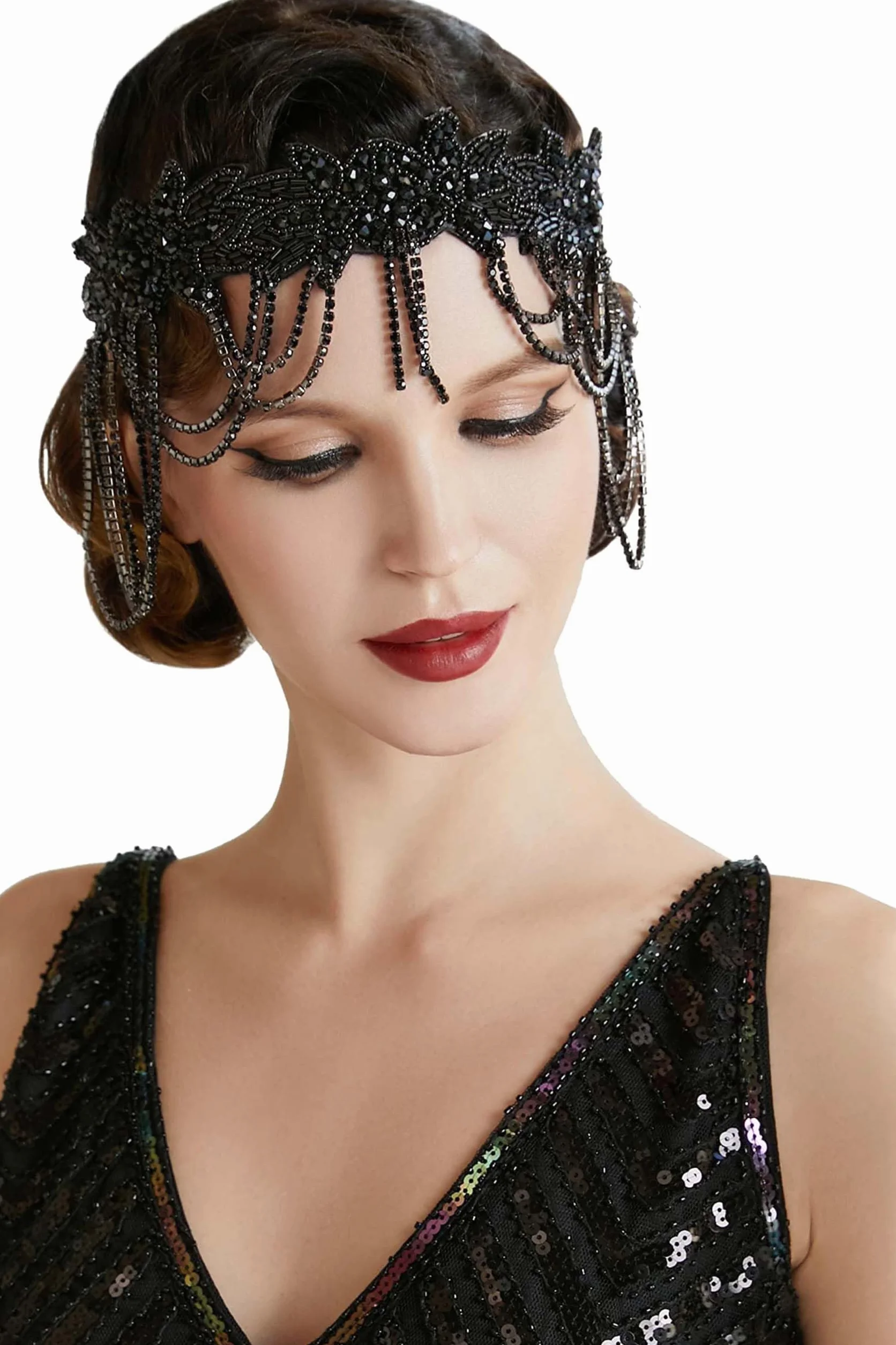BABEYOND 1920. Flapper nakrycie głowy w stylu lat 20. XX wieku, akcesoria Gatsby, akcesoria damskie w stylu vintage