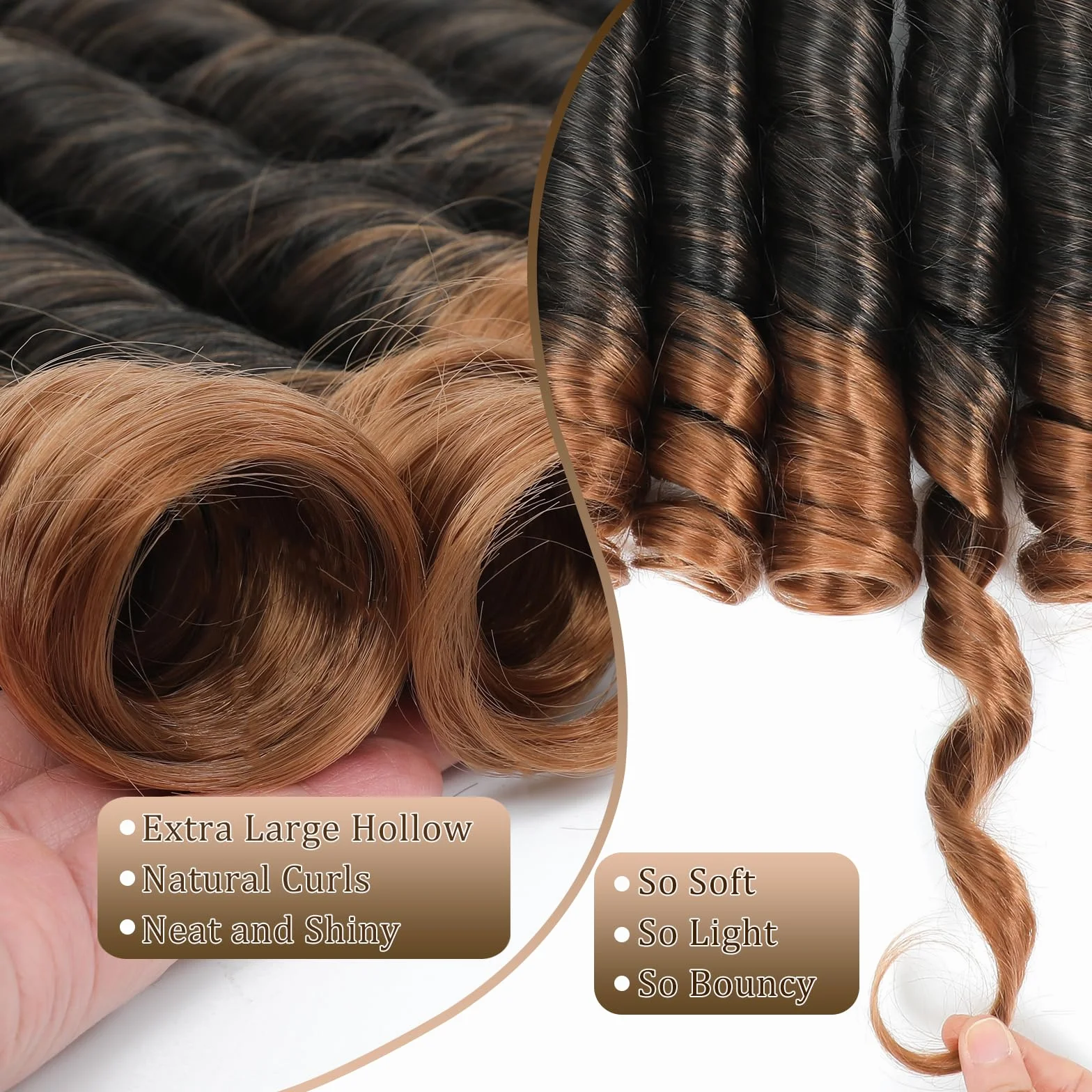 French Curly Braiding Hair dla kobiet (T30#, 22 cal (opakowanie 6))