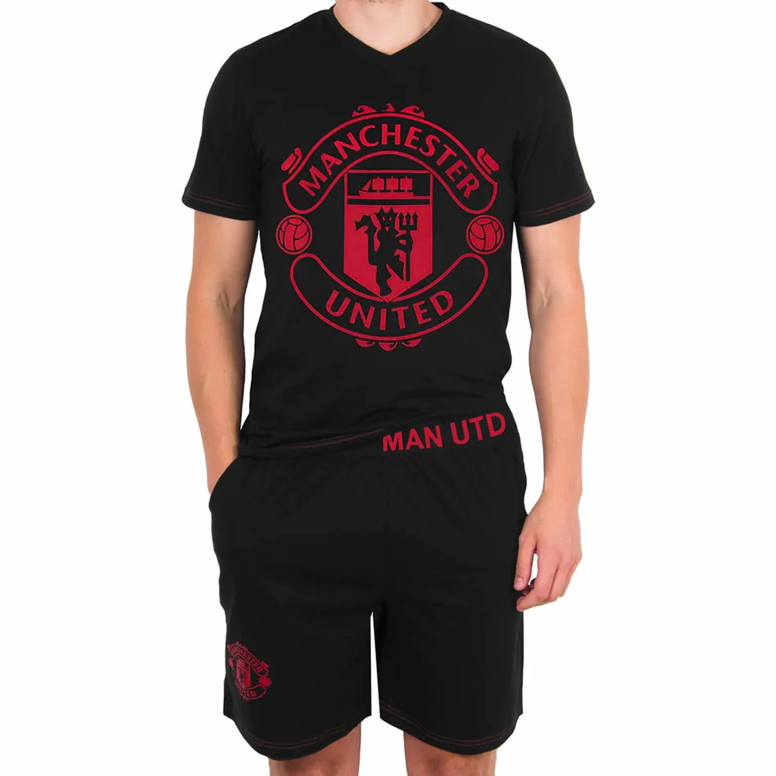 Manchester United F.C. - Krótka piżama męska - na prezent - oficjalne gadżety i akcesoria piłkarskie