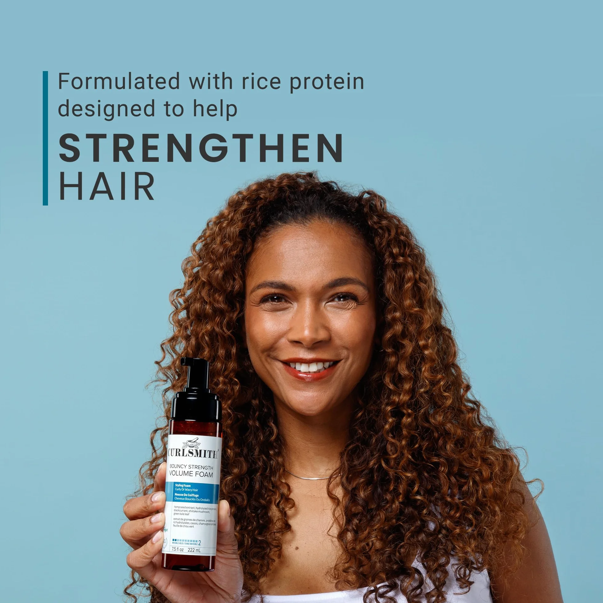 Curlsmith - Bouncy Strength Volume Foam, Pianka do stylizacji Curly & Wave Hair, Light Hold (7,5 fl oz)