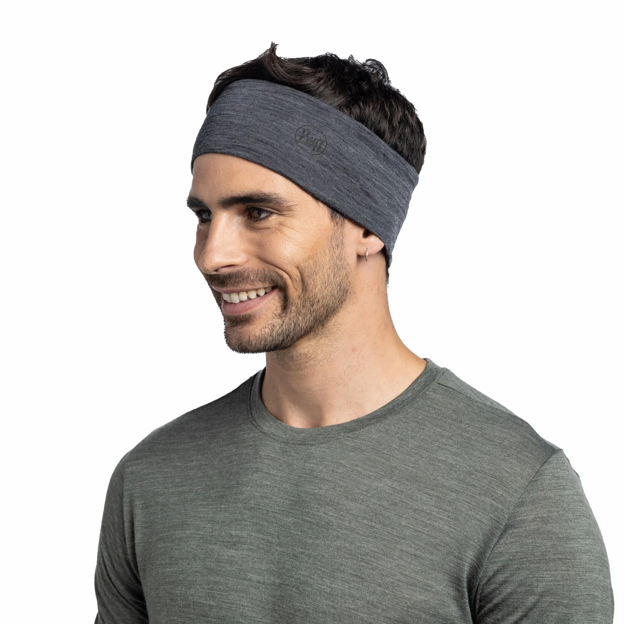 BUFF® Opaska na głowę LW z wełny merynosów, dla mężczyzn, kobiet, dorosłych, regulacja temperatury, 100% wełna z merynosów, na świeżym powietrzu, trwała, lekka, wygodna, jeden rozmiar, ciemnoszara