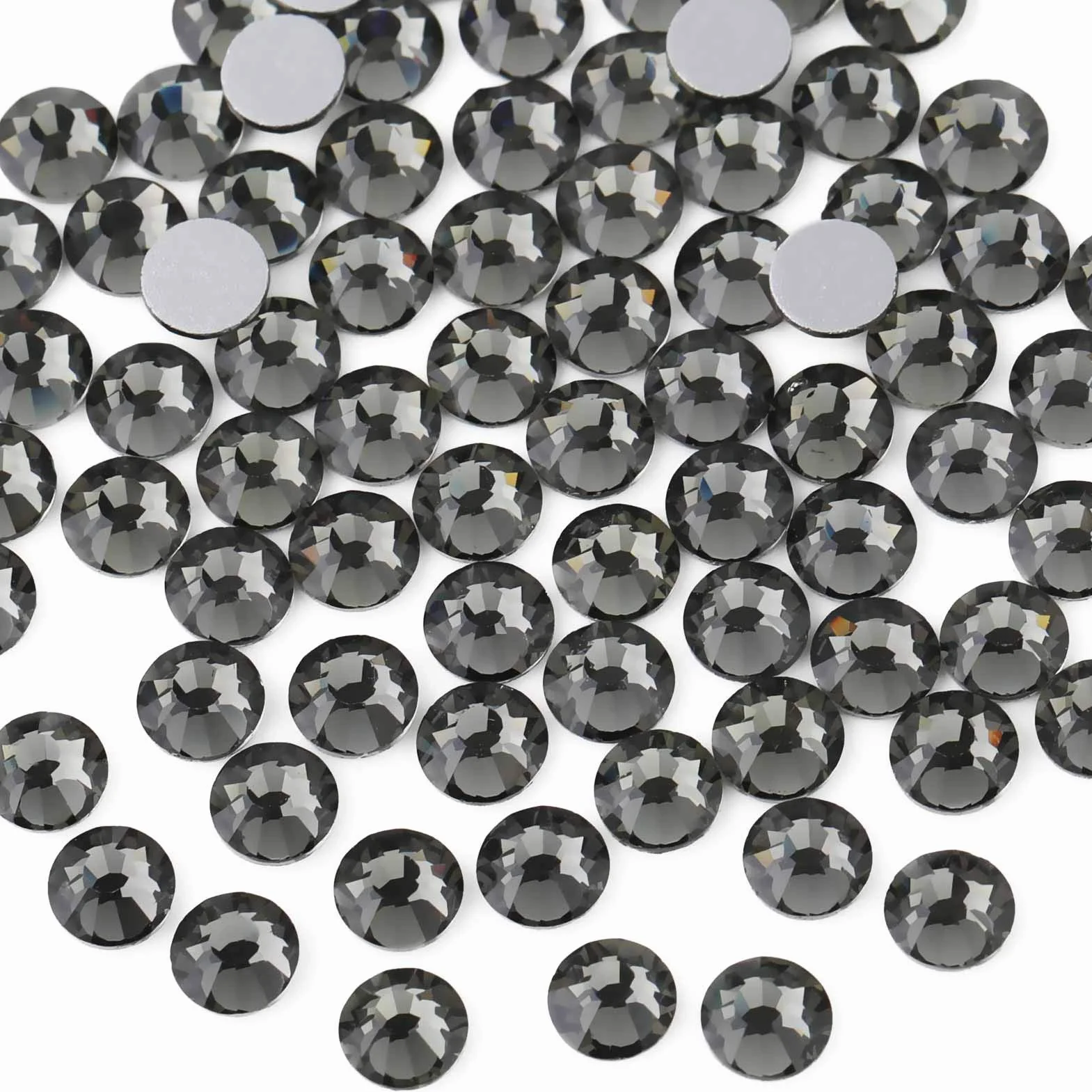 Beadsland 1440 sztuk płaskich kryształków strasu, kryształki do paznokci, antracytowe, SS6 (1,9 – 2,0 mm)