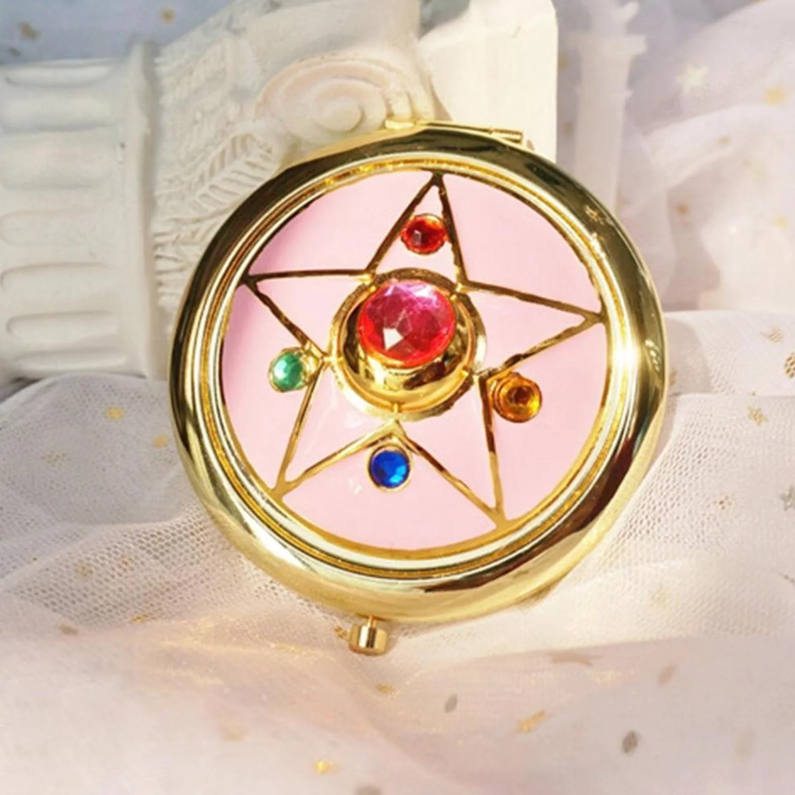 Lustro Sailor Moon Anime Składane w Kształcie Gwiazdek Cosplay dla Dziewczynek Metalowa Obudowa