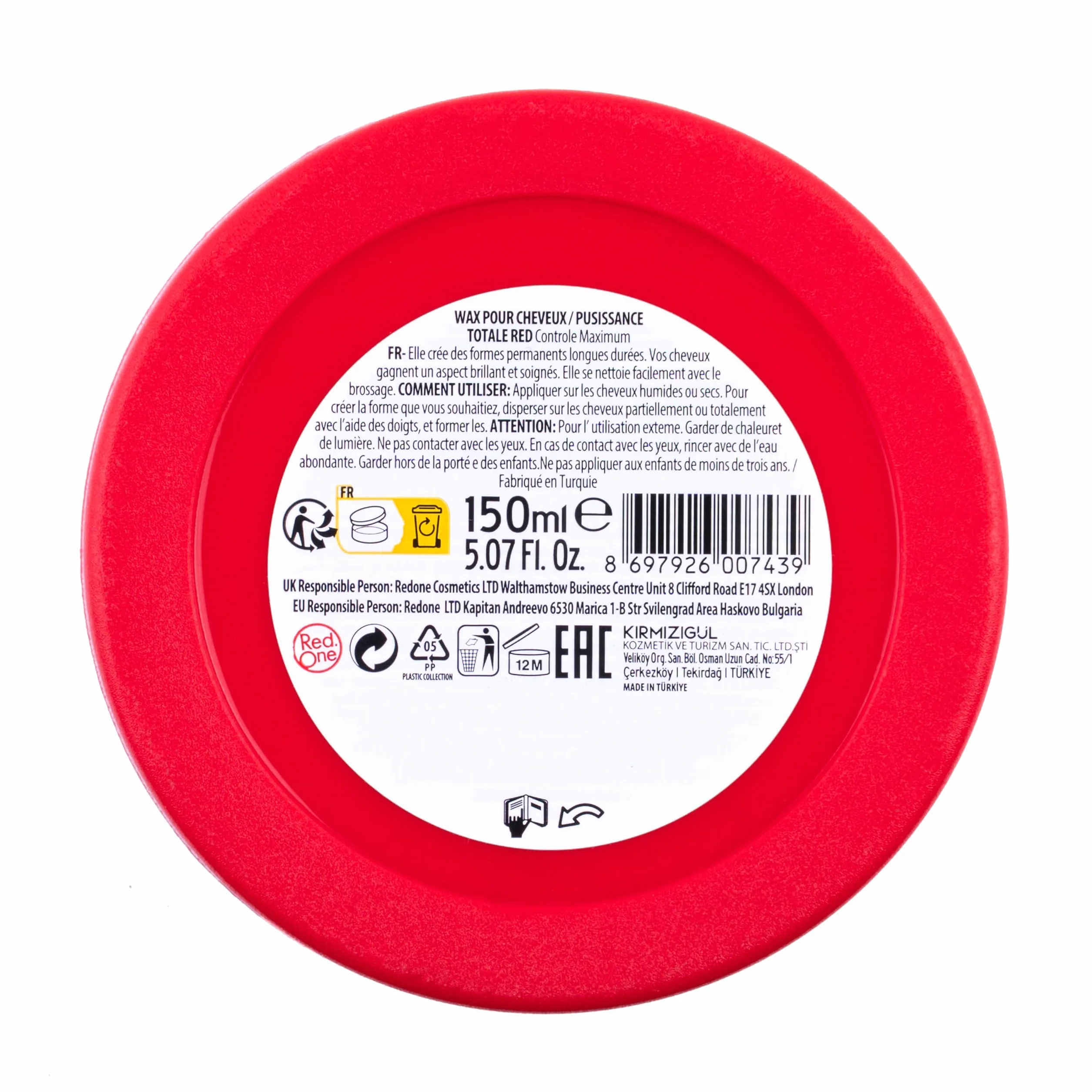 RedOne Wodny wosk do włosów czerwony 150 ml | kontrola krawędzi | ultra przyczepność | wosk do włosów dla mężczyzn i kobiet | zapach truskawek | maksymalna kontrola
