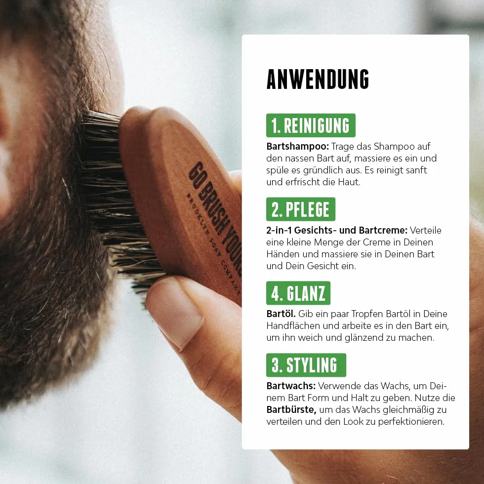 Brooklyn Soap Company · Ultimate Beard Box · Zestaw do pielęgnacji brody wraz z olejkiem do brody, szamponem do brody, szczotką do brody, woskiem do brody i kremem do brody · pomysł na prezent dla
