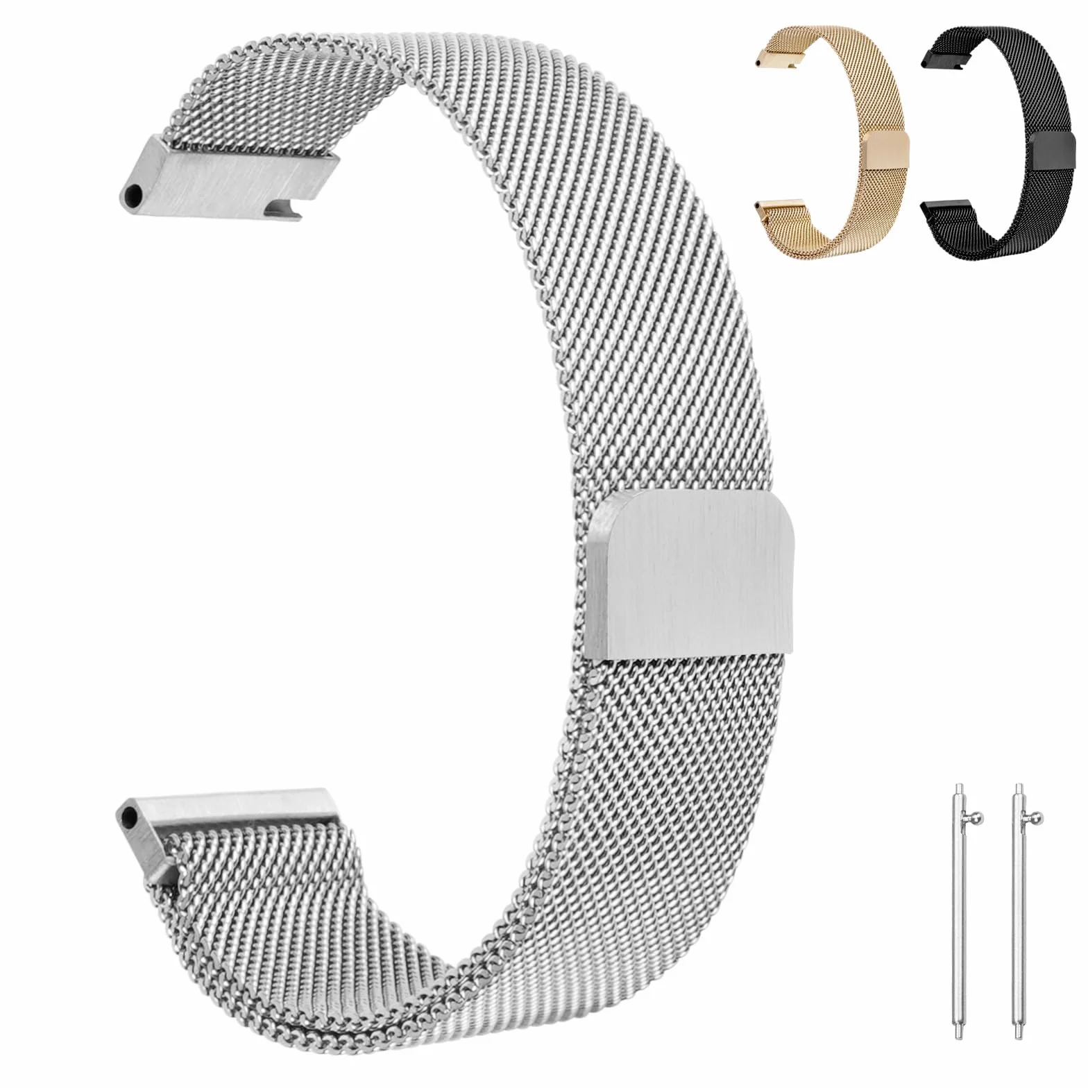 OFFCUP Metalowy Magnetyczny Pasek do Zegarka 20 mm/22 mm, Tkany ze Stali Nierdzewnej z Zapięciem Magnetycznym, Regulowany