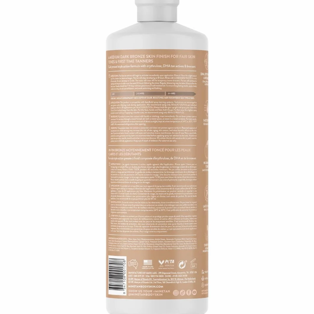 MineTan Medium Dark Professional Spray Tan 1L Subtelnie brązowe lśniące wykończenie