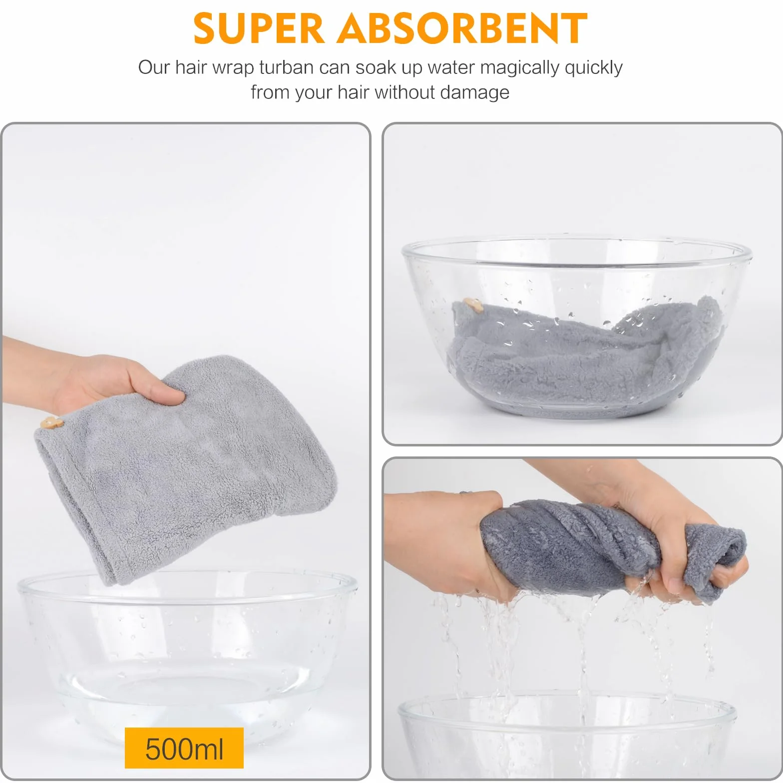 KinHwa Ręcznik do włosów z mikrofibry 65x25 cm chłonny turban zapobiegający puszeniu różowy fioletowy