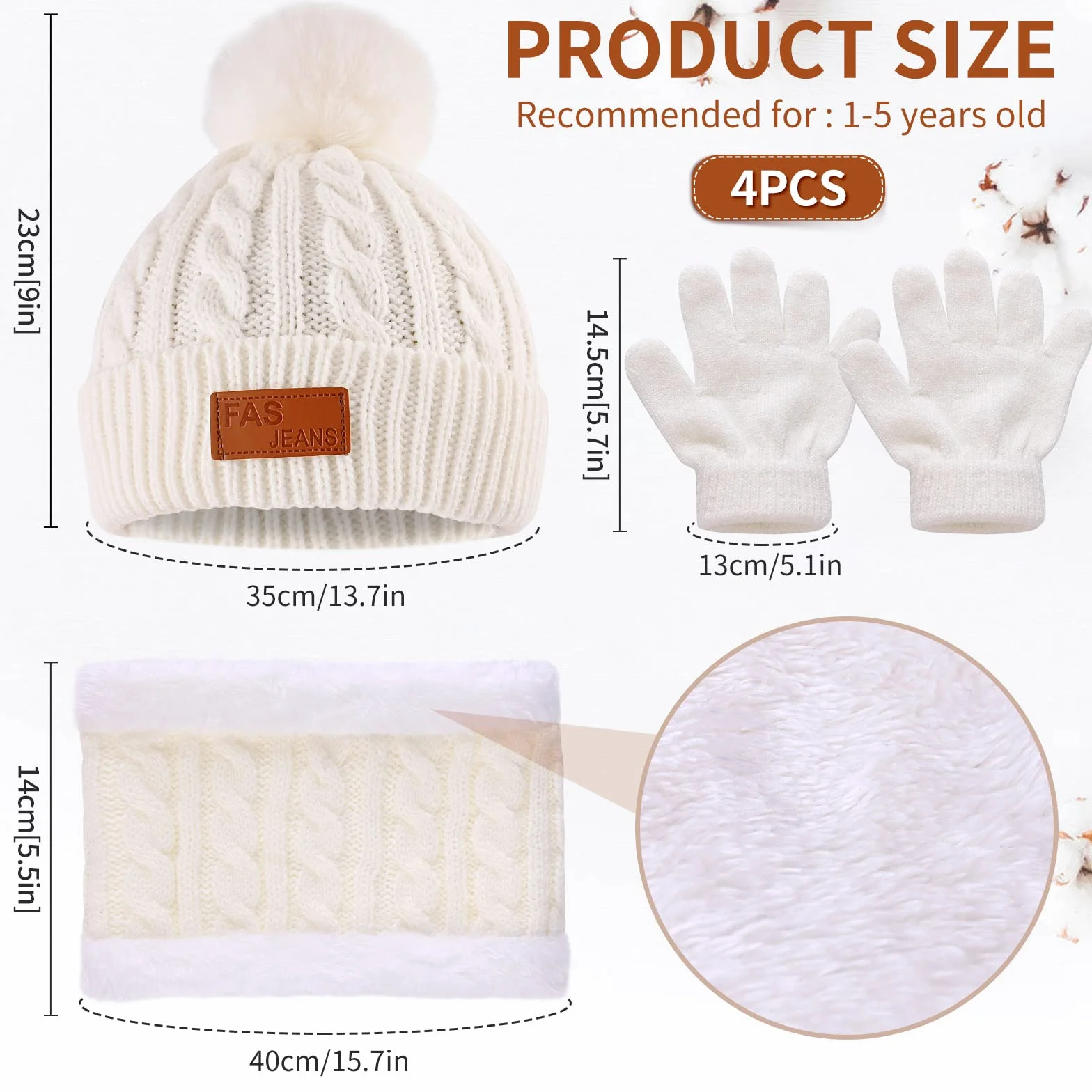 Bekecidi Dziecięca czapka zimowa, szalik, rękawiczki, zestaw ciepła czapka niemowlęca, czapka beanie, czapka z dzianiny, szal typu loop, szal zimowy, zestaw na prezent dla chłopców i dziewczynek w