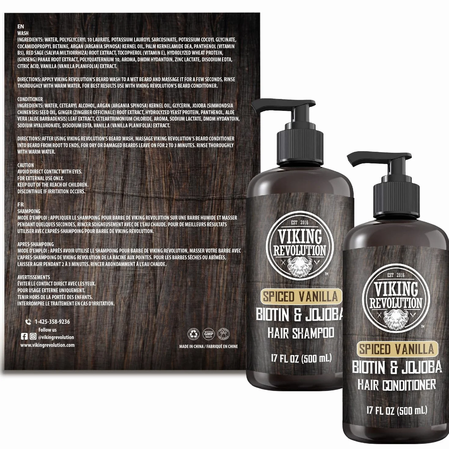 Viking Revolution Beard Wash and Beard Conditioner for Men with Argan Oil and Jojoba Oil - Beard Softener and Strengthener Beard Care Beard Care Beard Shampoo and Conditioner with Beard Oil (17 oz