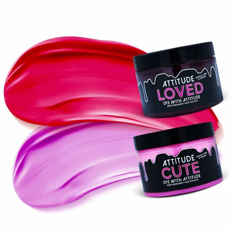 Attitude Hair Dye LOVE ME duo Półtrwały zestaw do farbowania włosów Różowy
