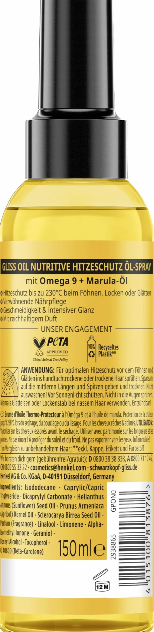 GLISS KUR Spray ochrona przed wysoką temperaturą olej w sprayu 150 ml