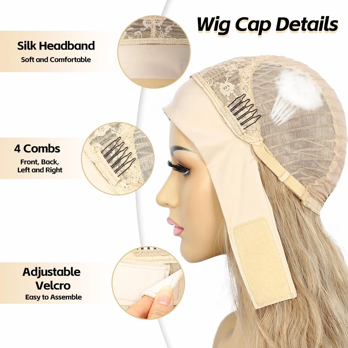 Sapphirewigs Peruka z główką Body Wave z tasiemką Platinum Grey Syntetyczna długa peruka z falującymi włosami dla kobiet bez kleju, naturalny wygląd, gęstość 150%, 66 cm