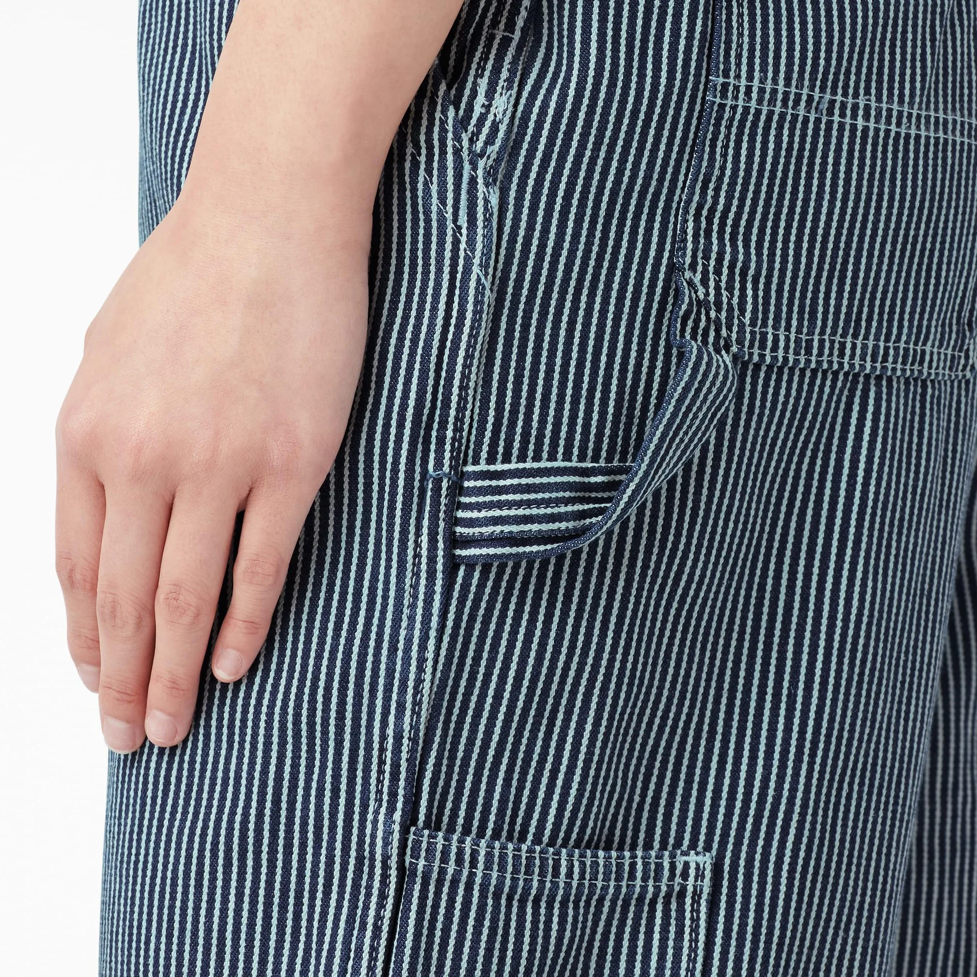 Dickies, Damskie ogrodniczki w swobodnym stylu z prostymi nogawkami, Rinsed Hickory Stripe, XS