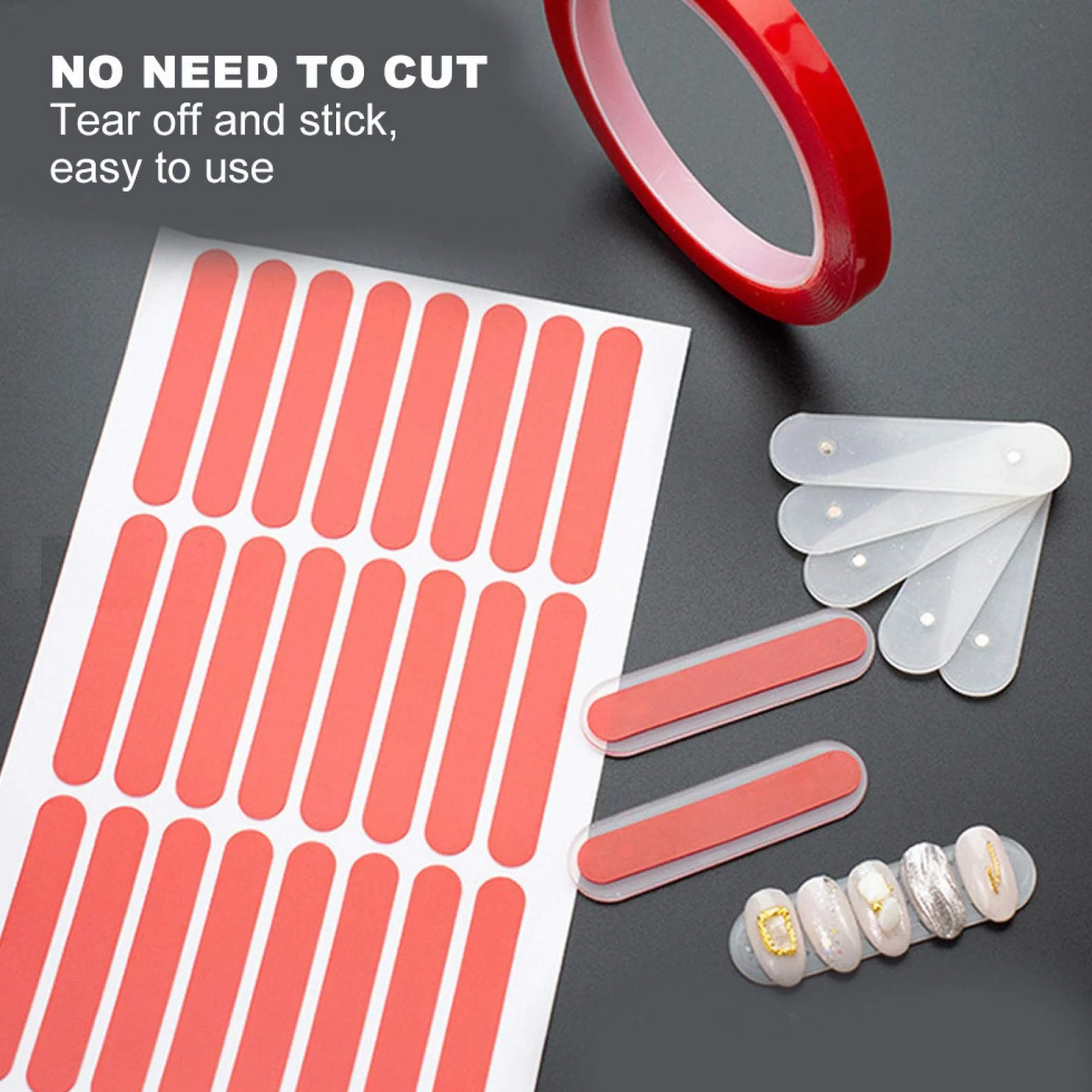 3pcs Nail Art Double-Sided Tape Nail Tip Display Double-Sided Adhesive Manicure Tool Fake Nails Display Stand for Nail Salon