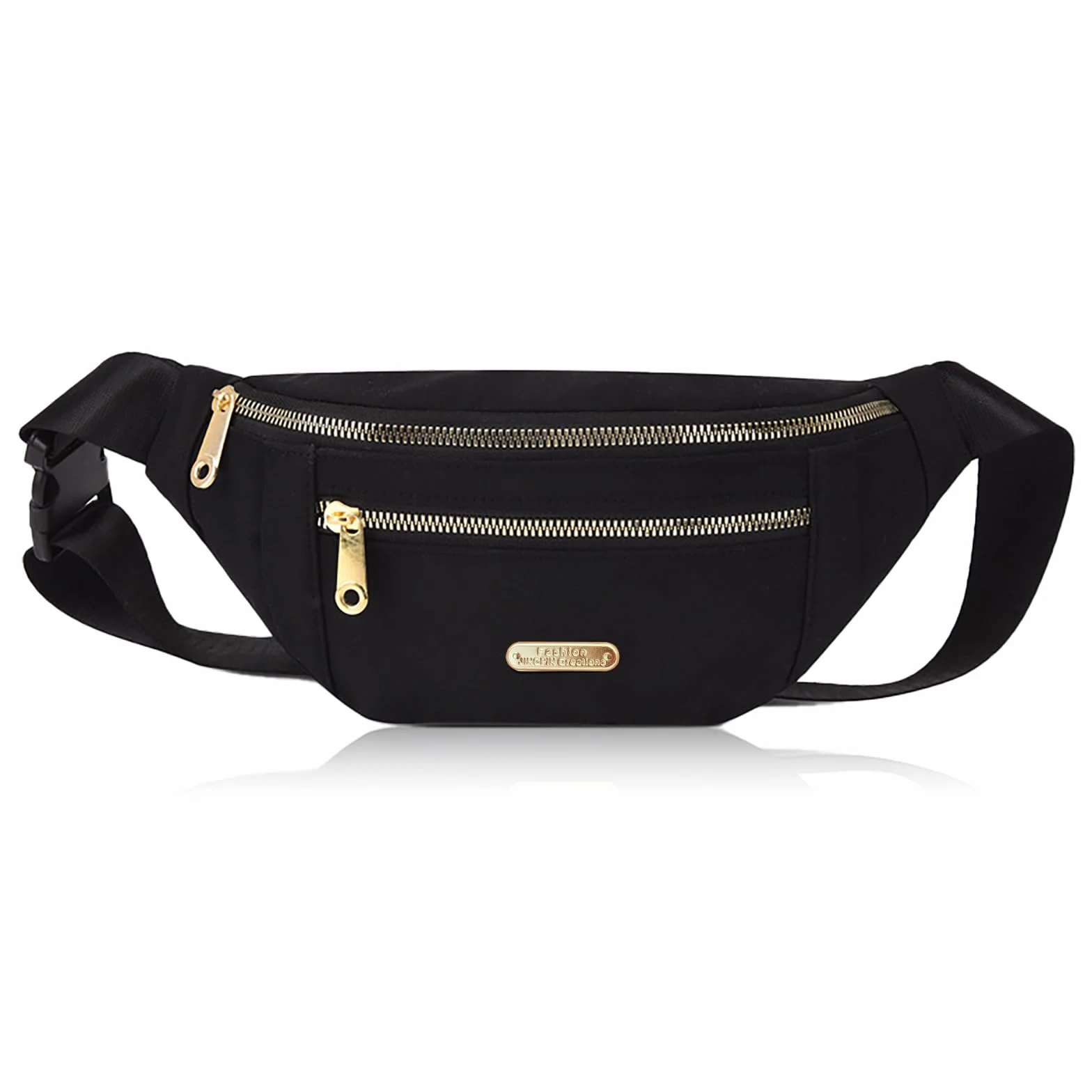 Torba na bum, Oxford Fanny Pack z regulowanym paskiem, elegancka damska torba na ramię z klamrą, torba na ramię do uprawiania sportu, zakupów, wędrówek, krótkich podróży, czarne, Taglia