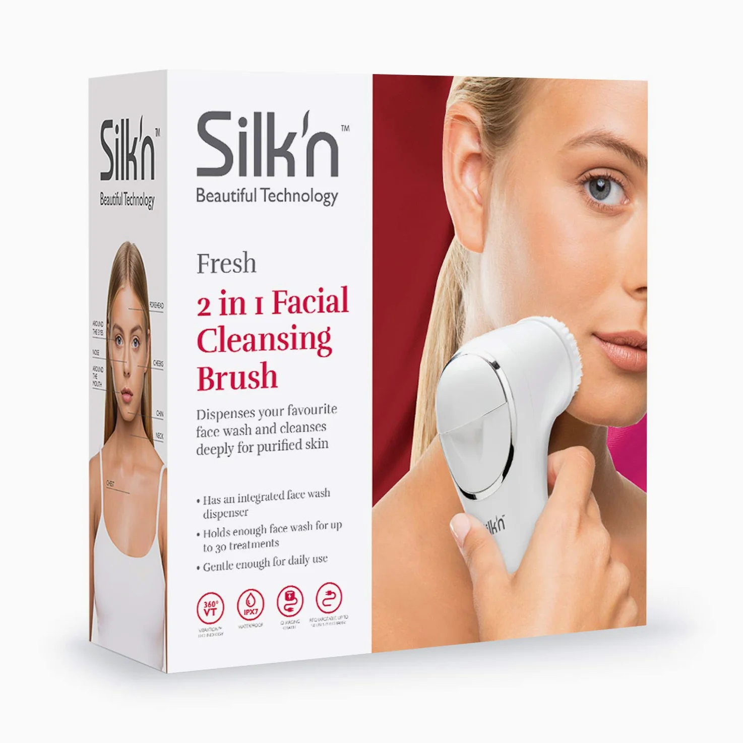 Silk'n Fresh – szczotka do oczyszczania twarzy z dozownikiem do balsamu do czyszczenia twarzy i masażu skóry