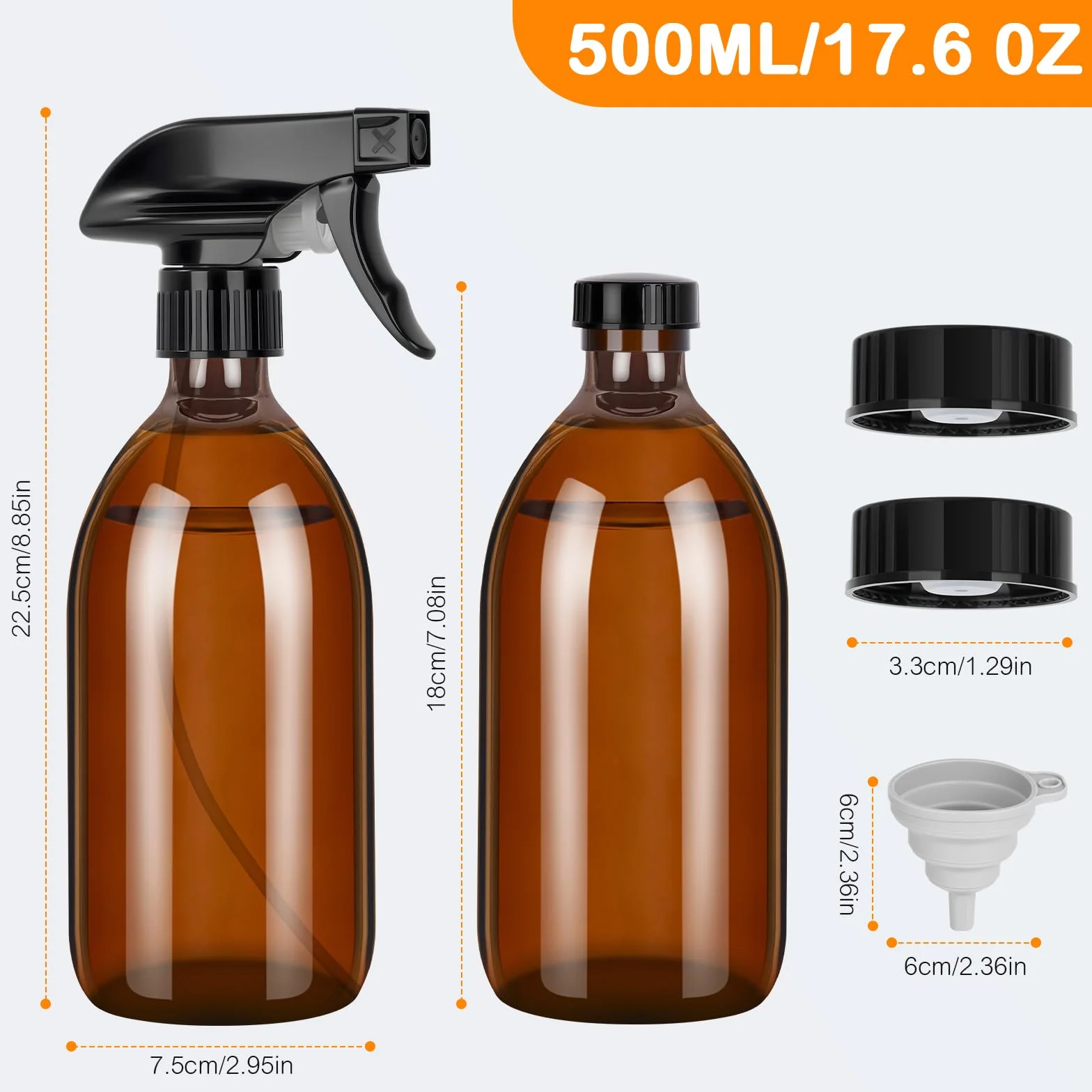 2 sztuki 500 ml spryskiwaczy szklanych, szklany rozpylacz do roślin, naczynie do napełnienia spryskiwaczy z regulowanym dyszą do natrysku, spryskiwacze do czyszczenia, olejków eterycznych